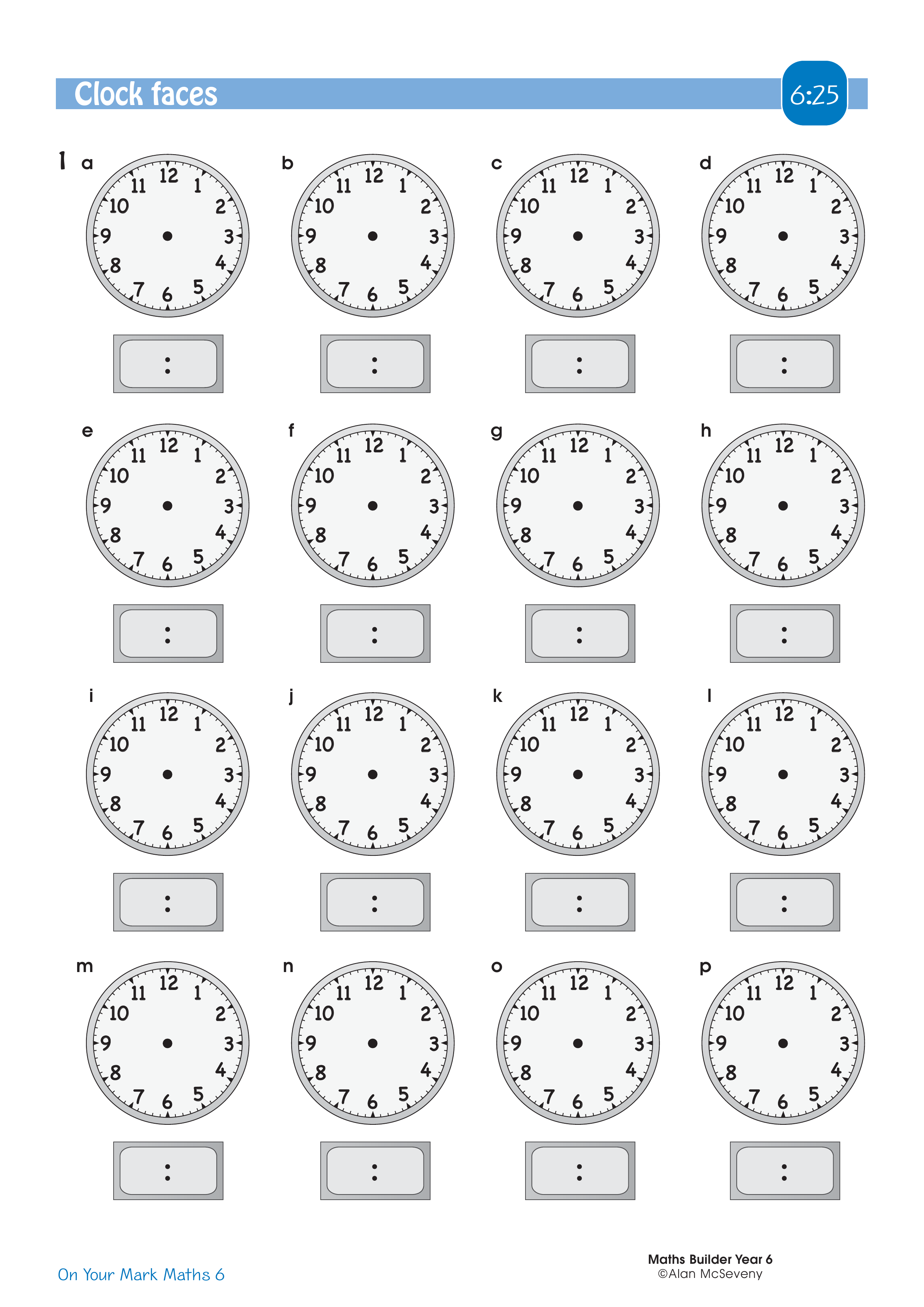 Clock faces — worksheet preview