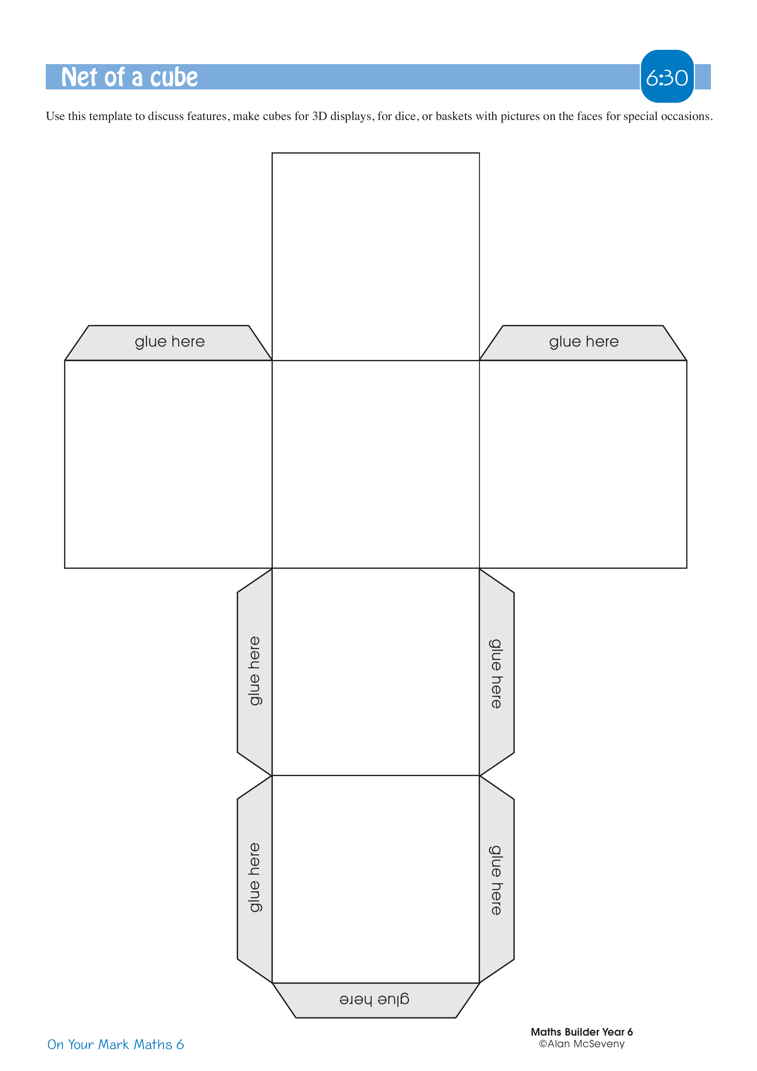 Net of  a cube — worksheet preview