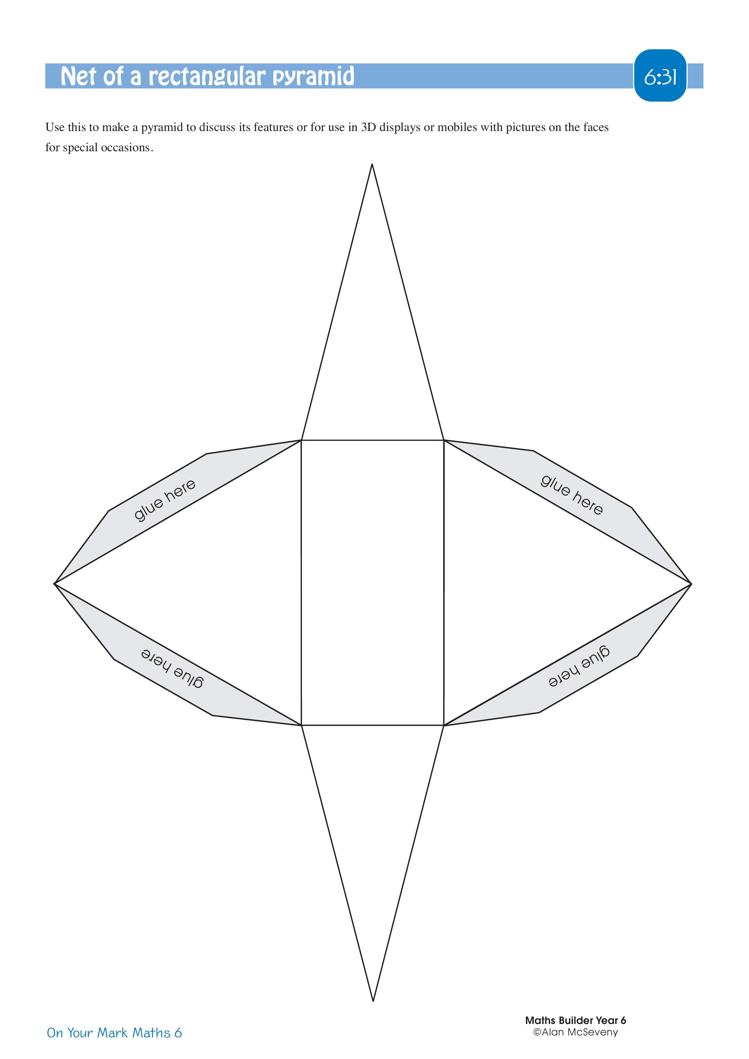Net of  a rectangular pyramid — worksheet preview