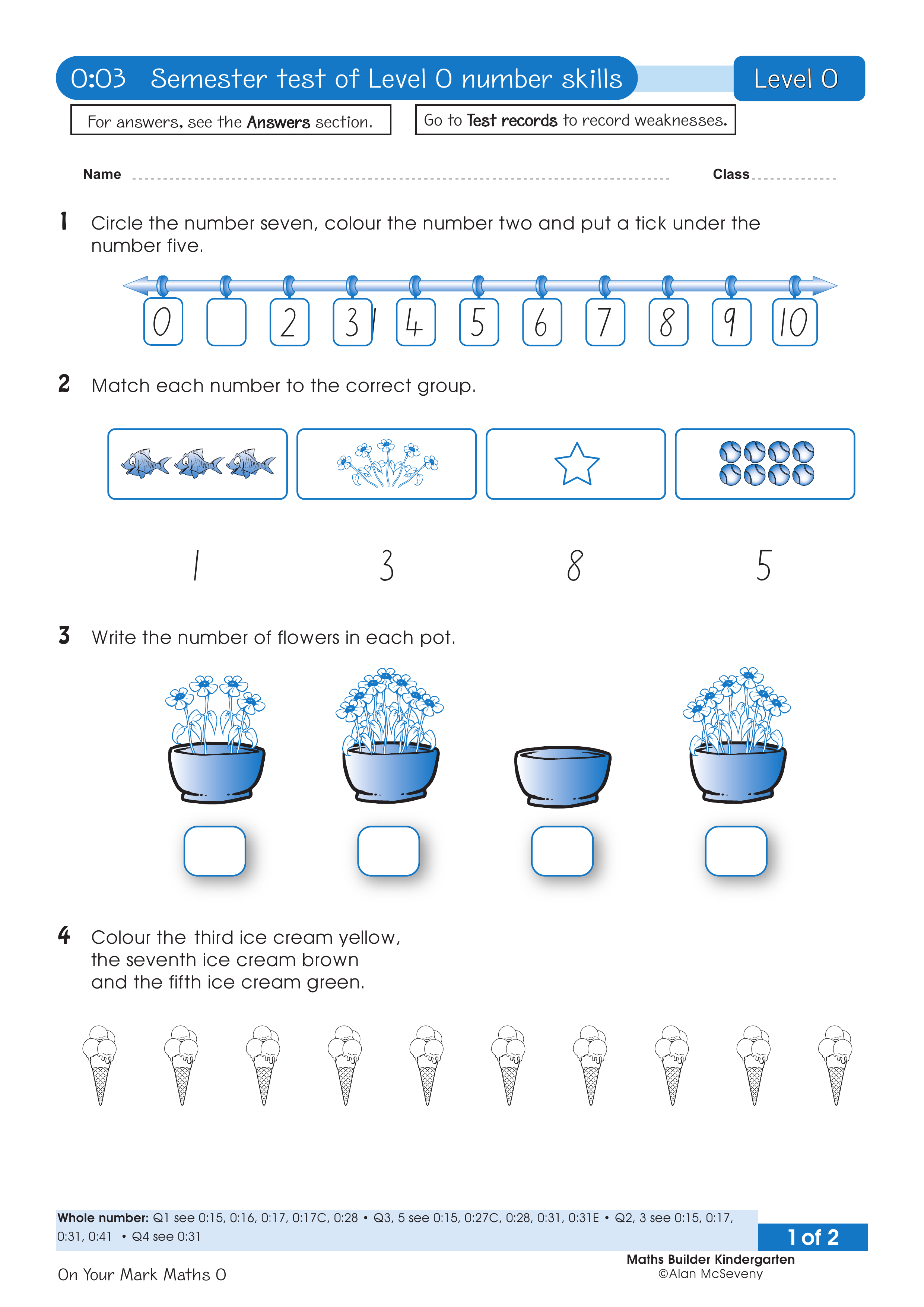 Test: Semester 1 number skills — worksheet preview