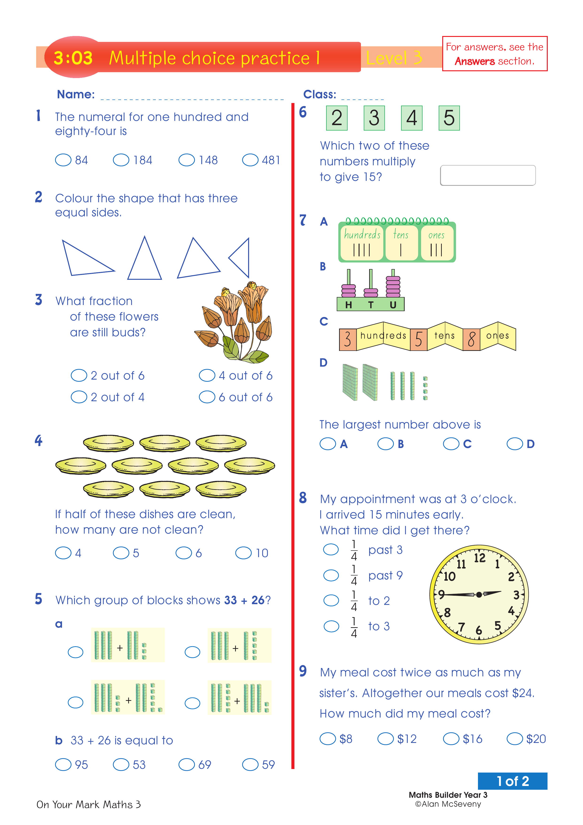 Multiple choice 1 — worksheet preview