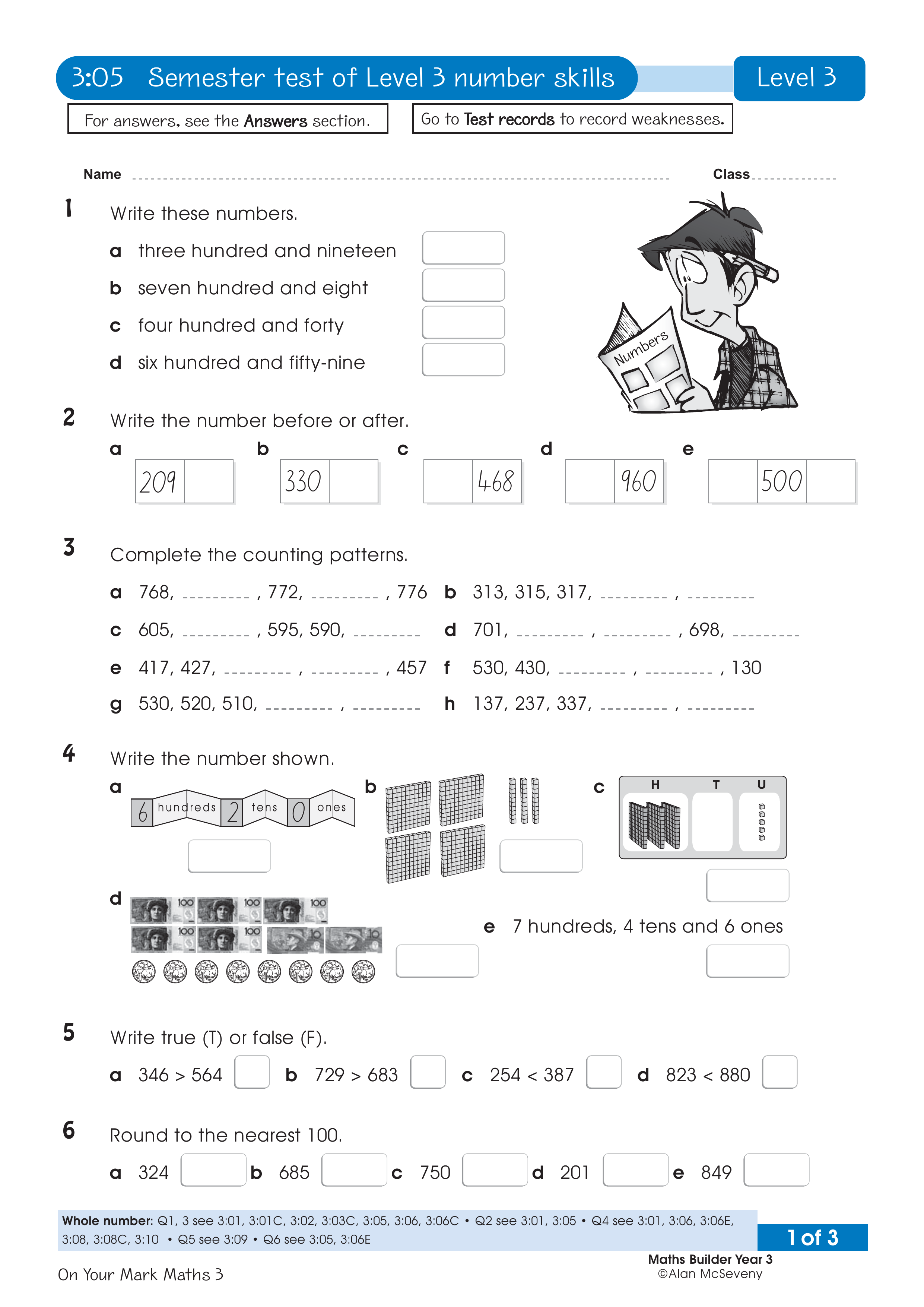 Test: Semester number skills — worksheet preview