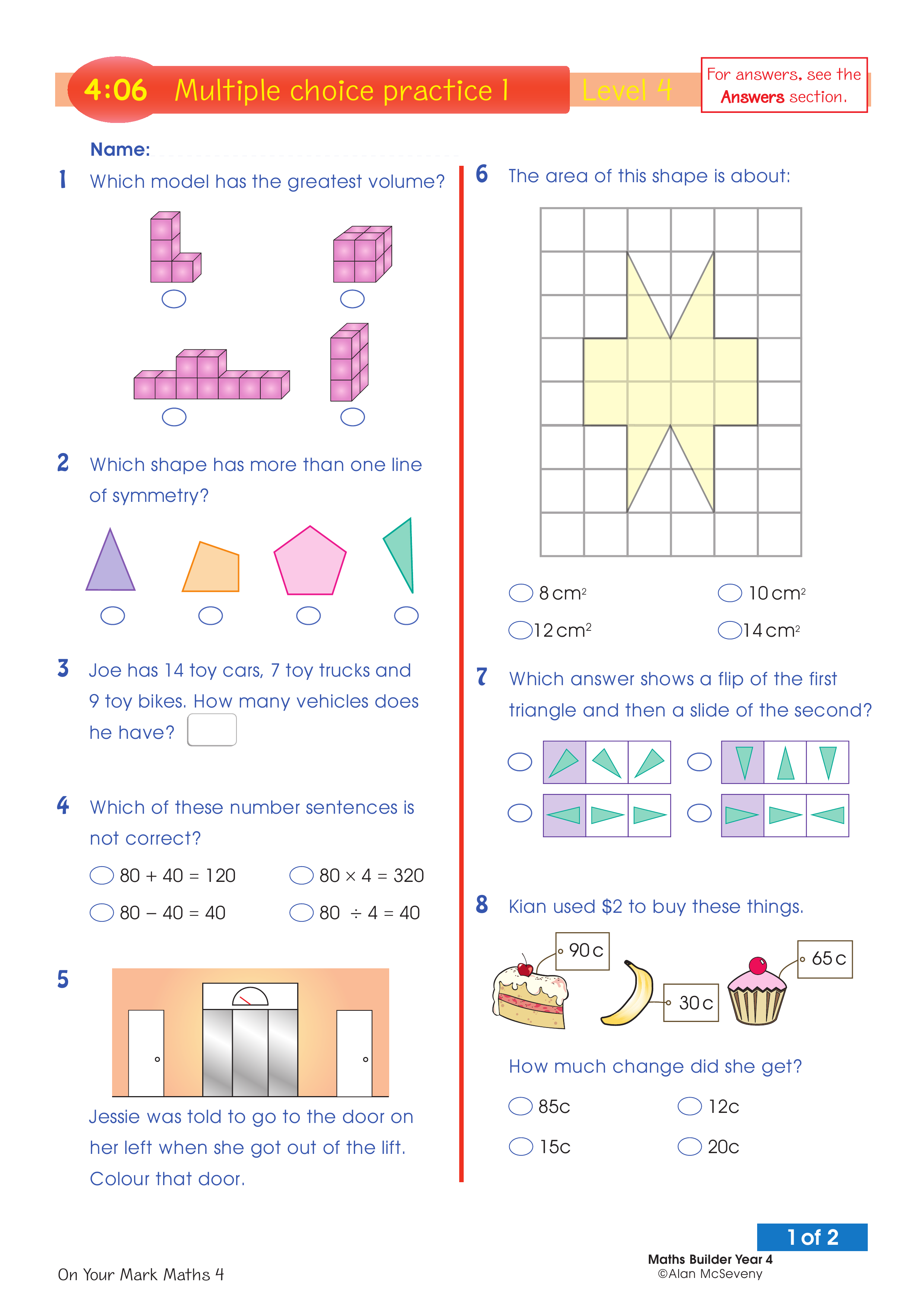 Multiple choice 1 — worksheet preview