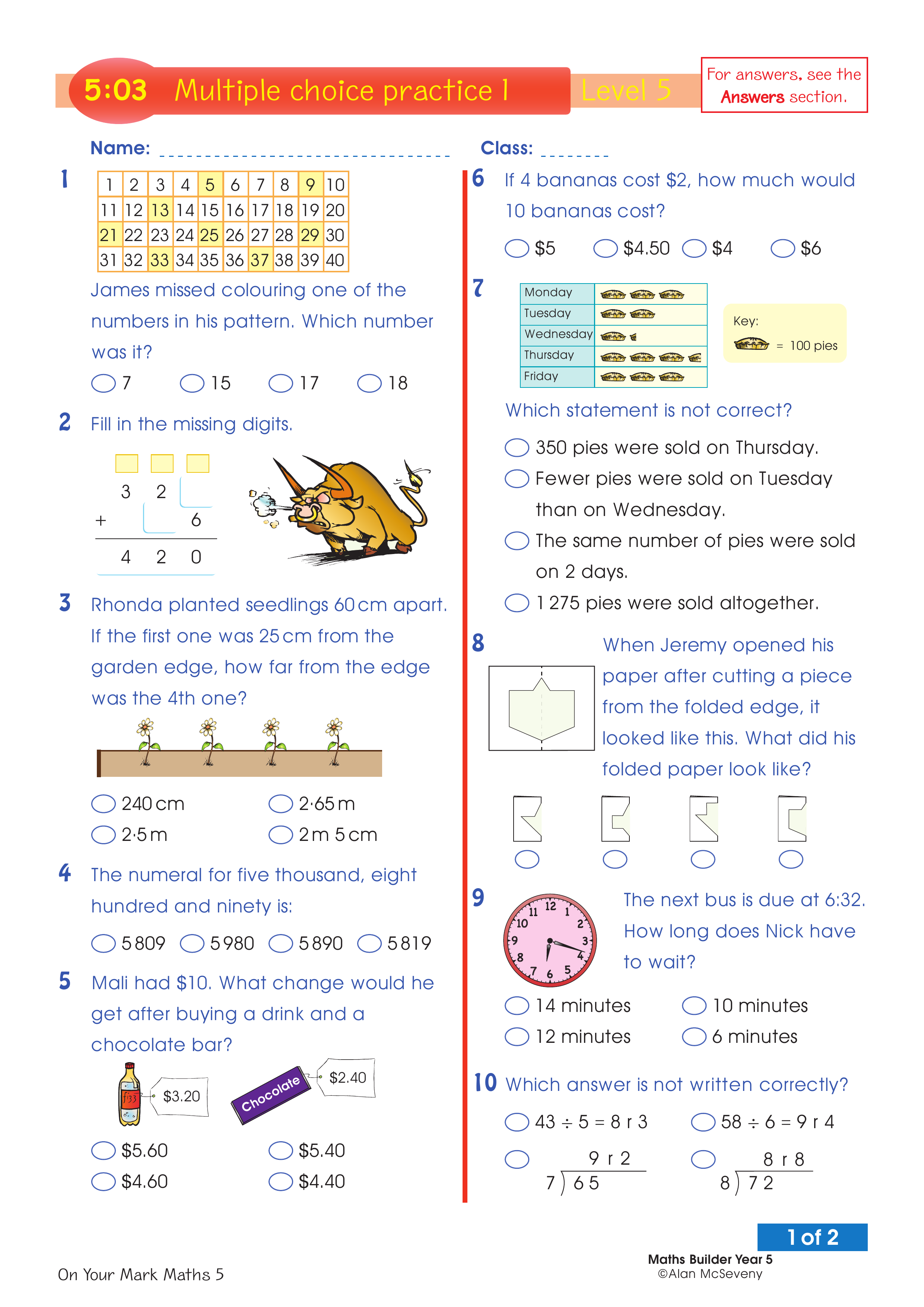 Multiple choice 1 — worksheet preview