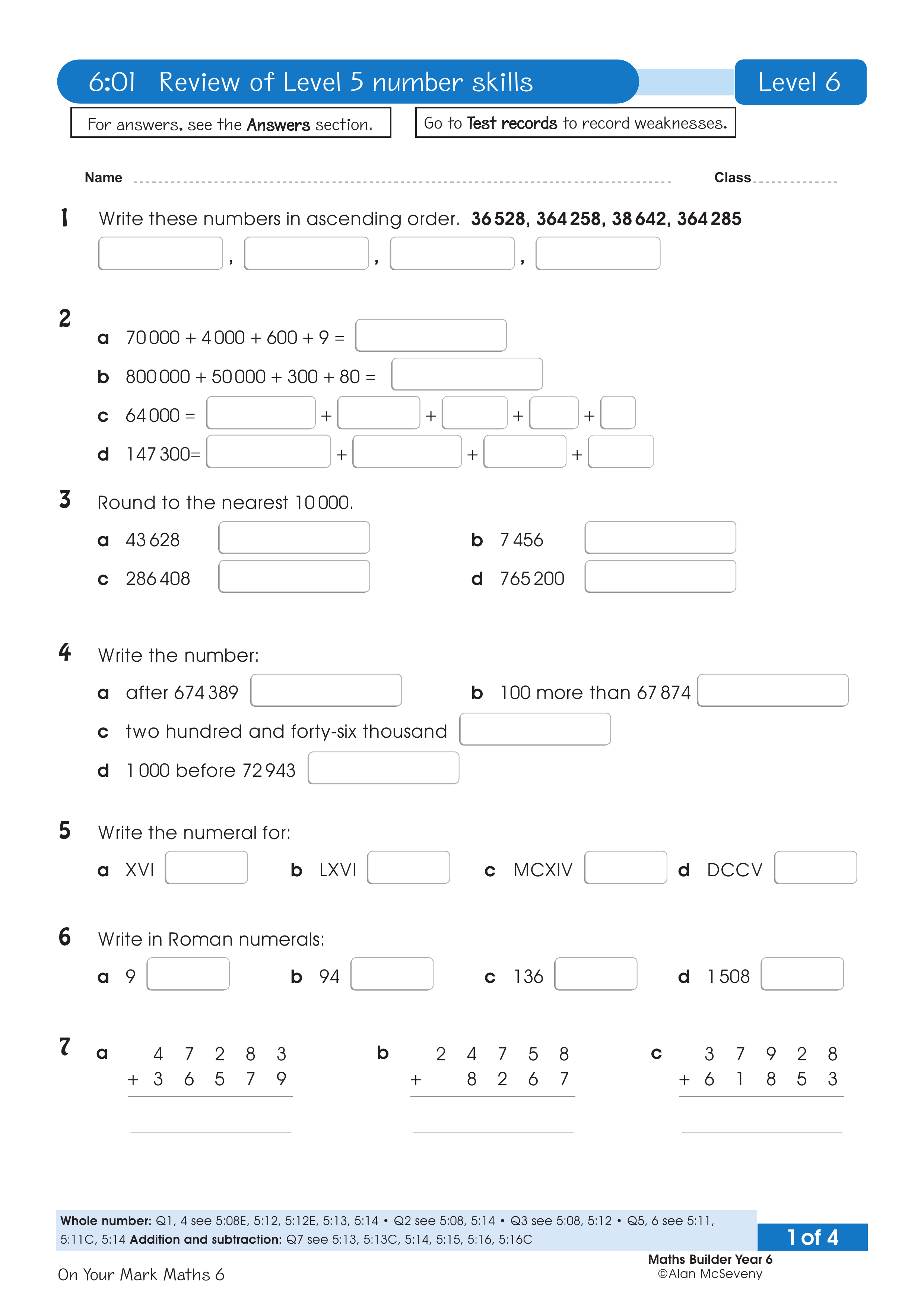 Test: Level 5 number skills — worksheet preview