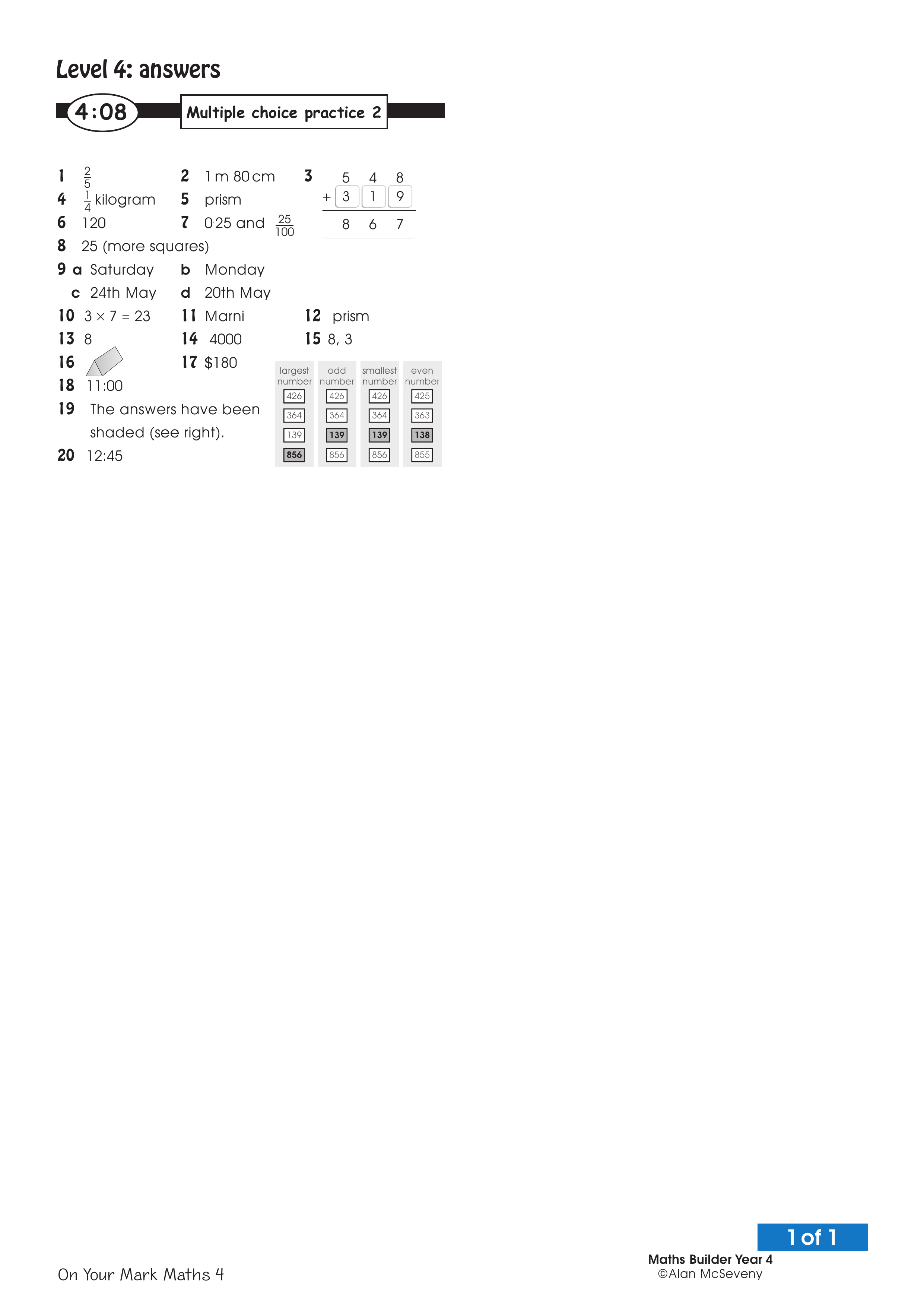 Answers: Multiple choice 2 — worksheet preview
