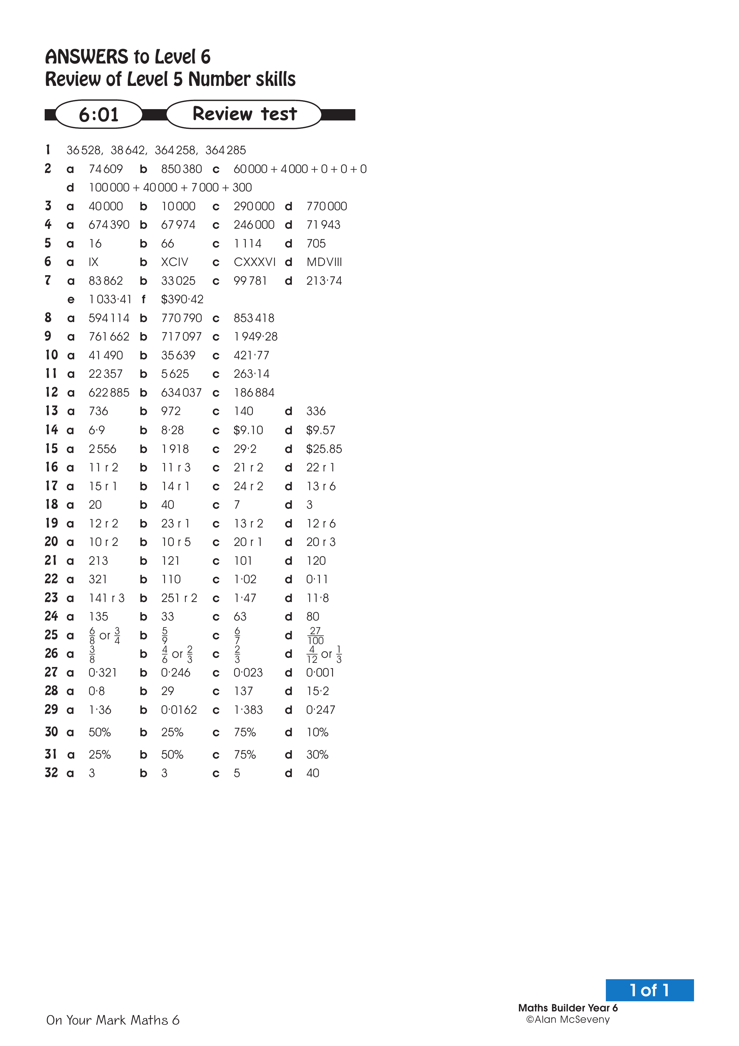 Answers: Level 5 number skills — worksheet preview