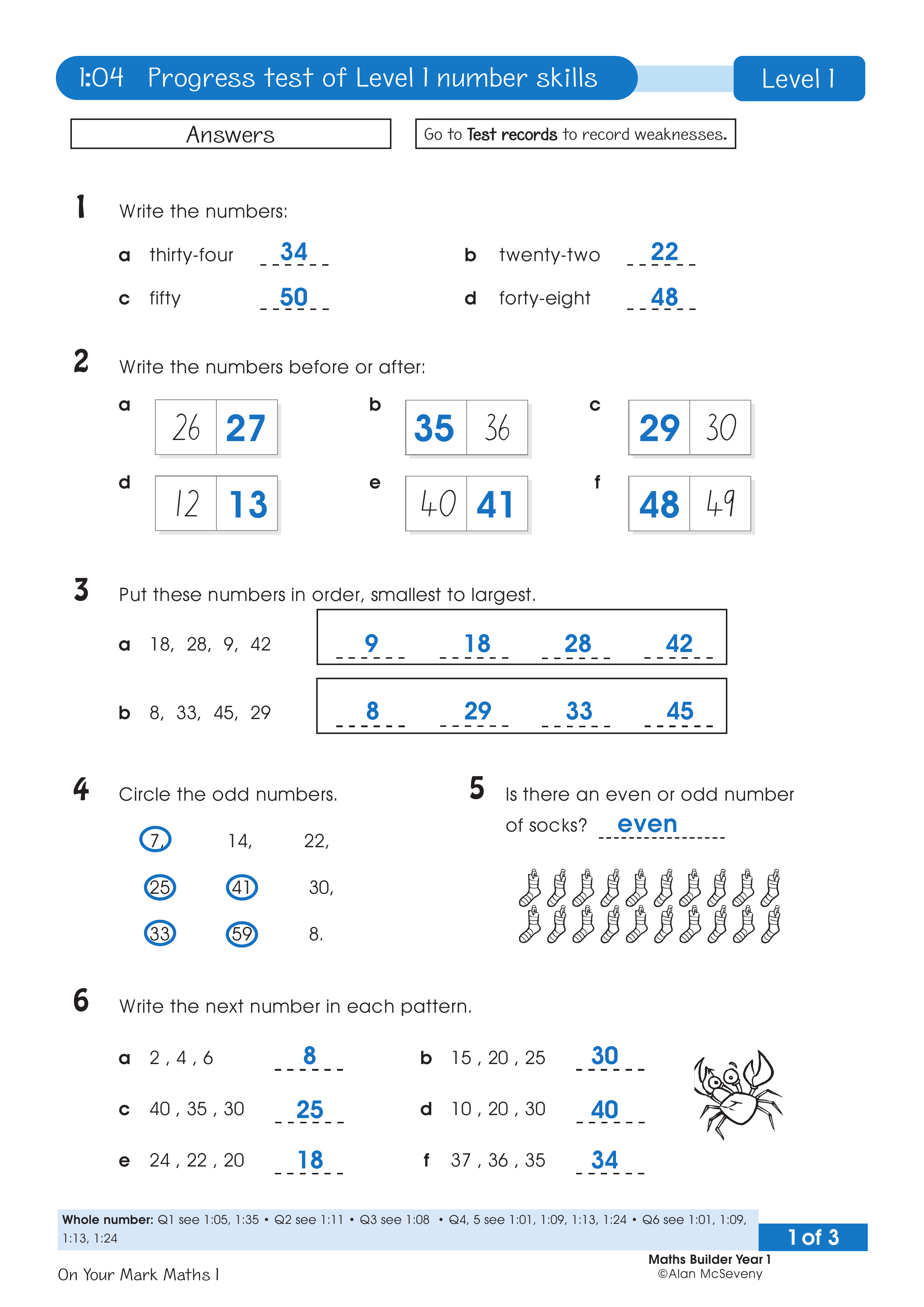 Answers: Semester 1 number skills — worksheet preview