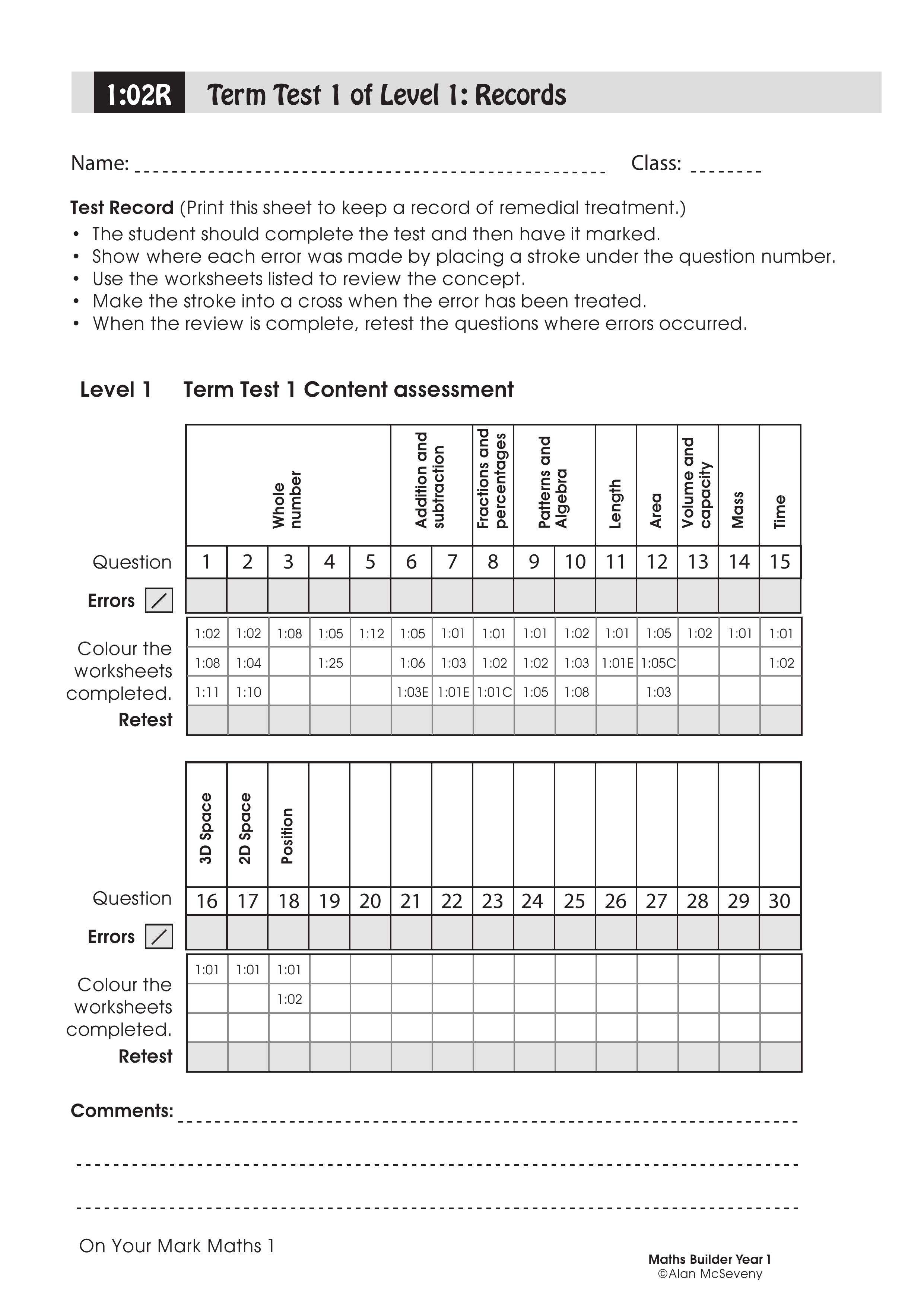 Records: Term test 1 — worksheet preview