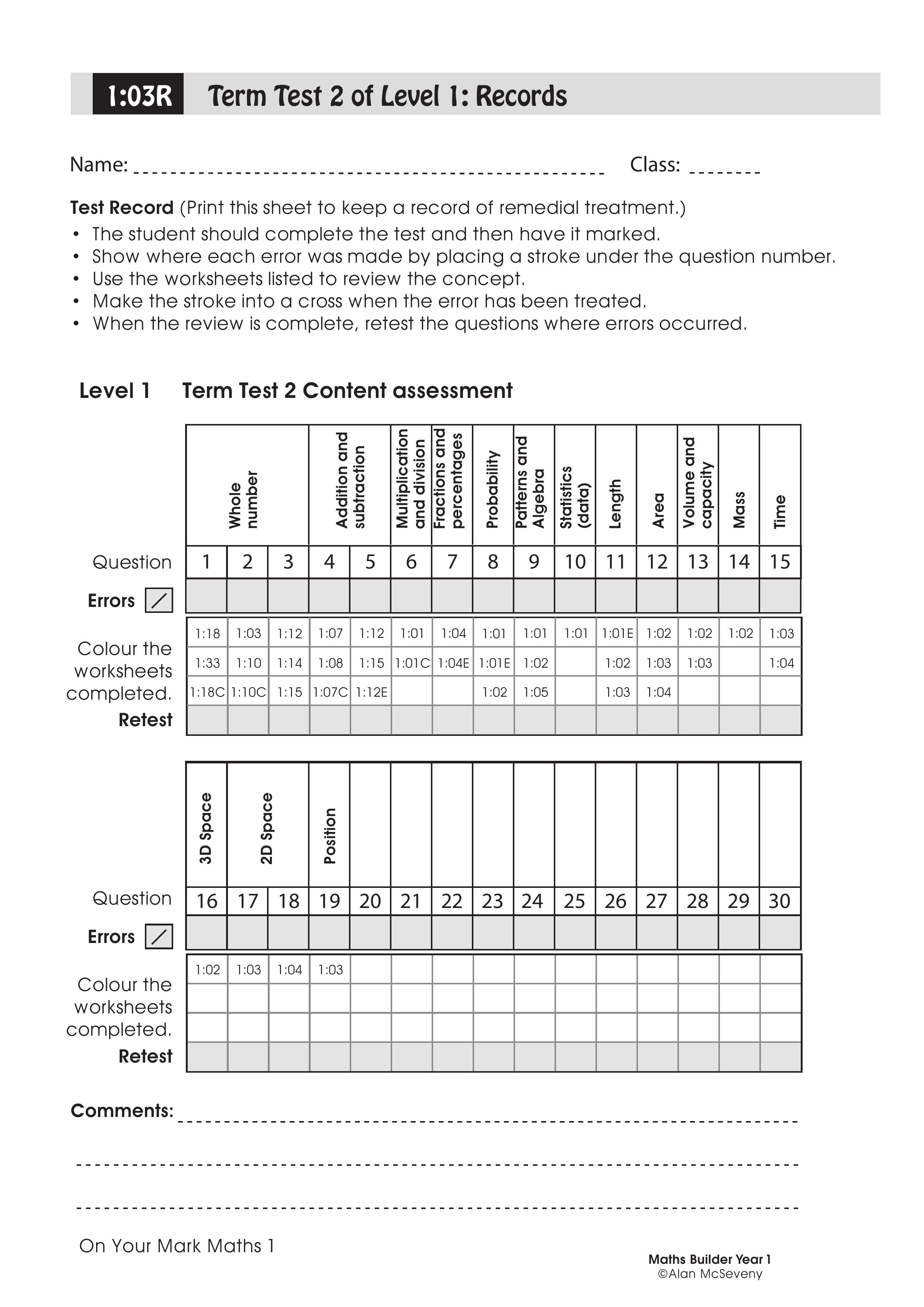 Records: Term test 2 — worksheet preview