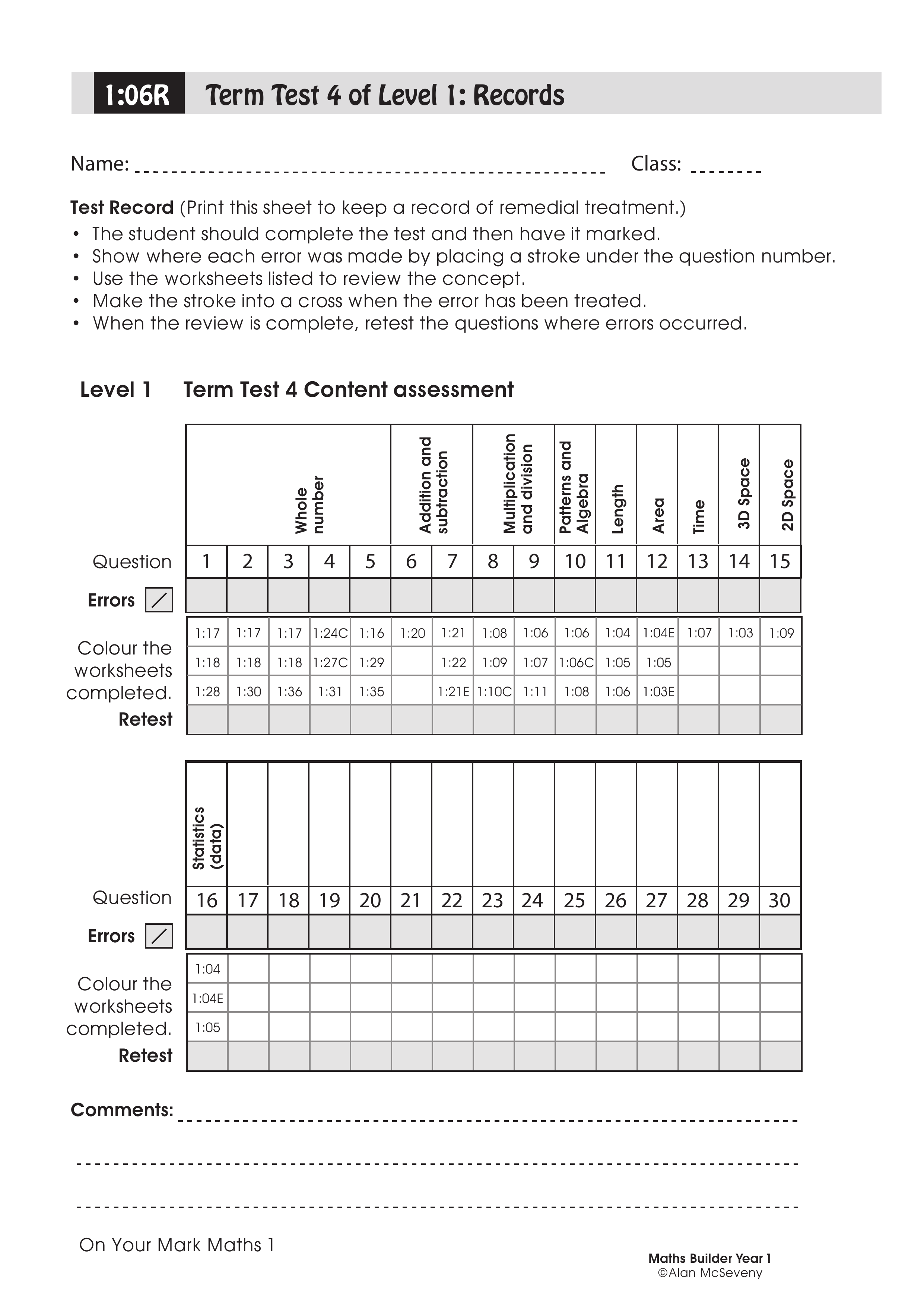 Records: Term test 4 — worksheet preview