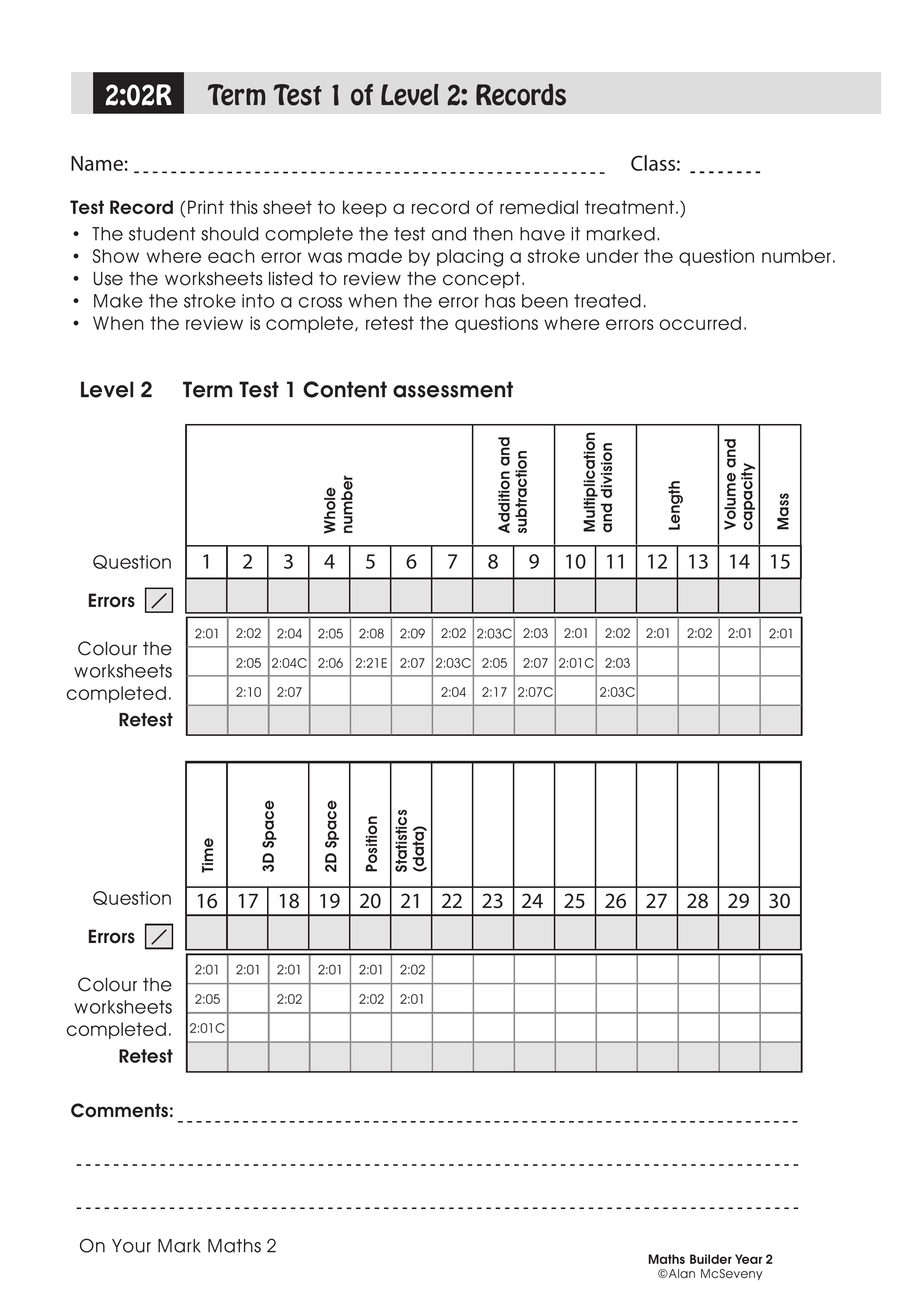 Records: Term test 1 — worksheet preview