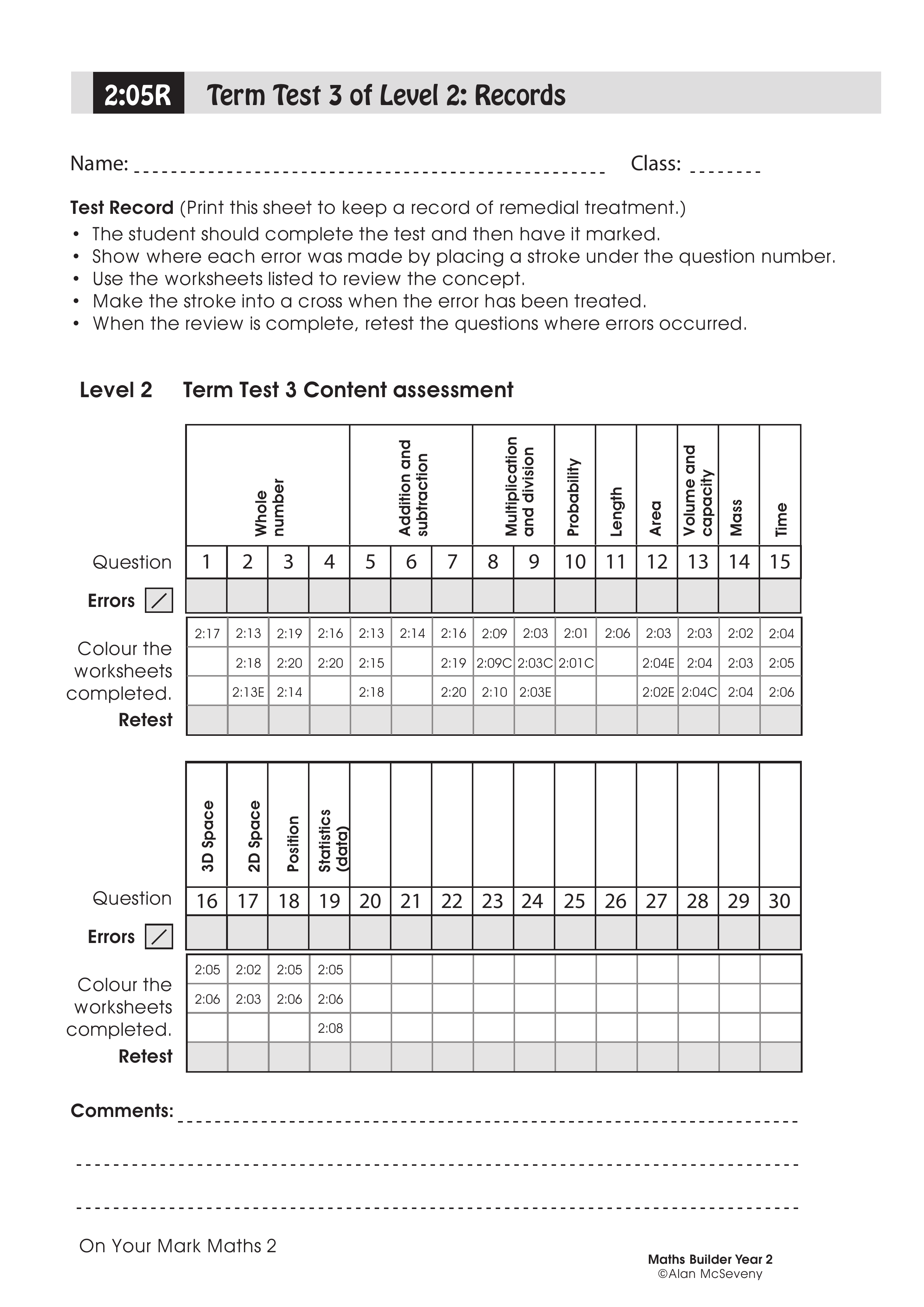 Records: Term test 3 — worksheet preview