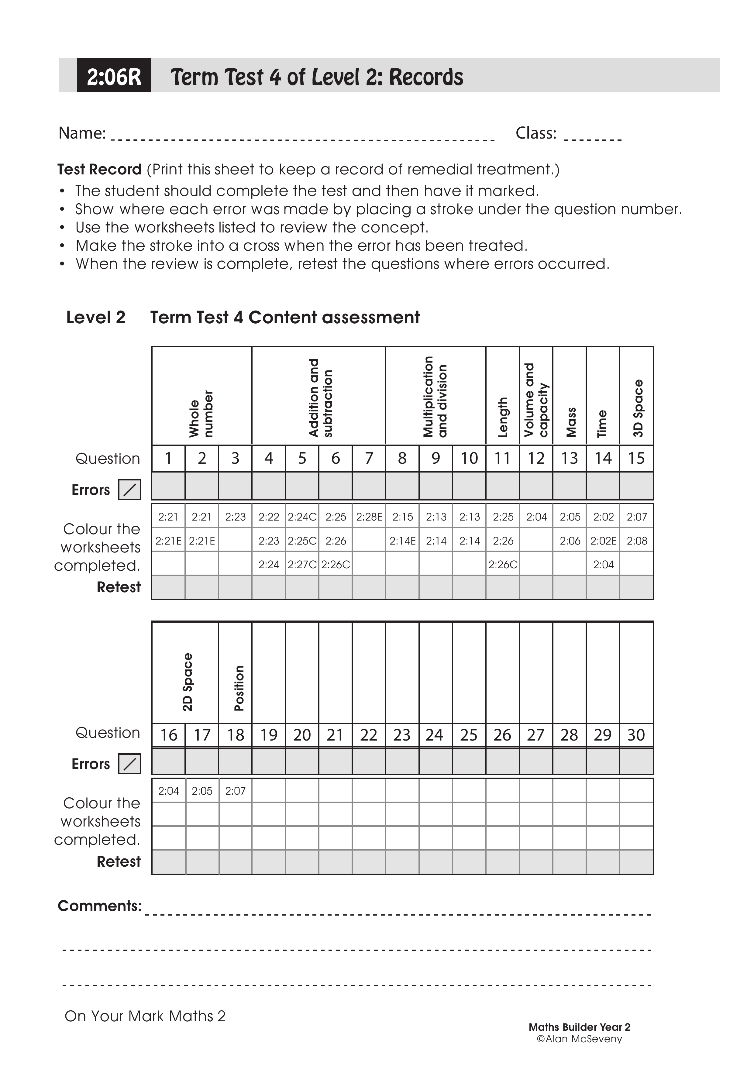Records: Term test 4 — worksheet preview
