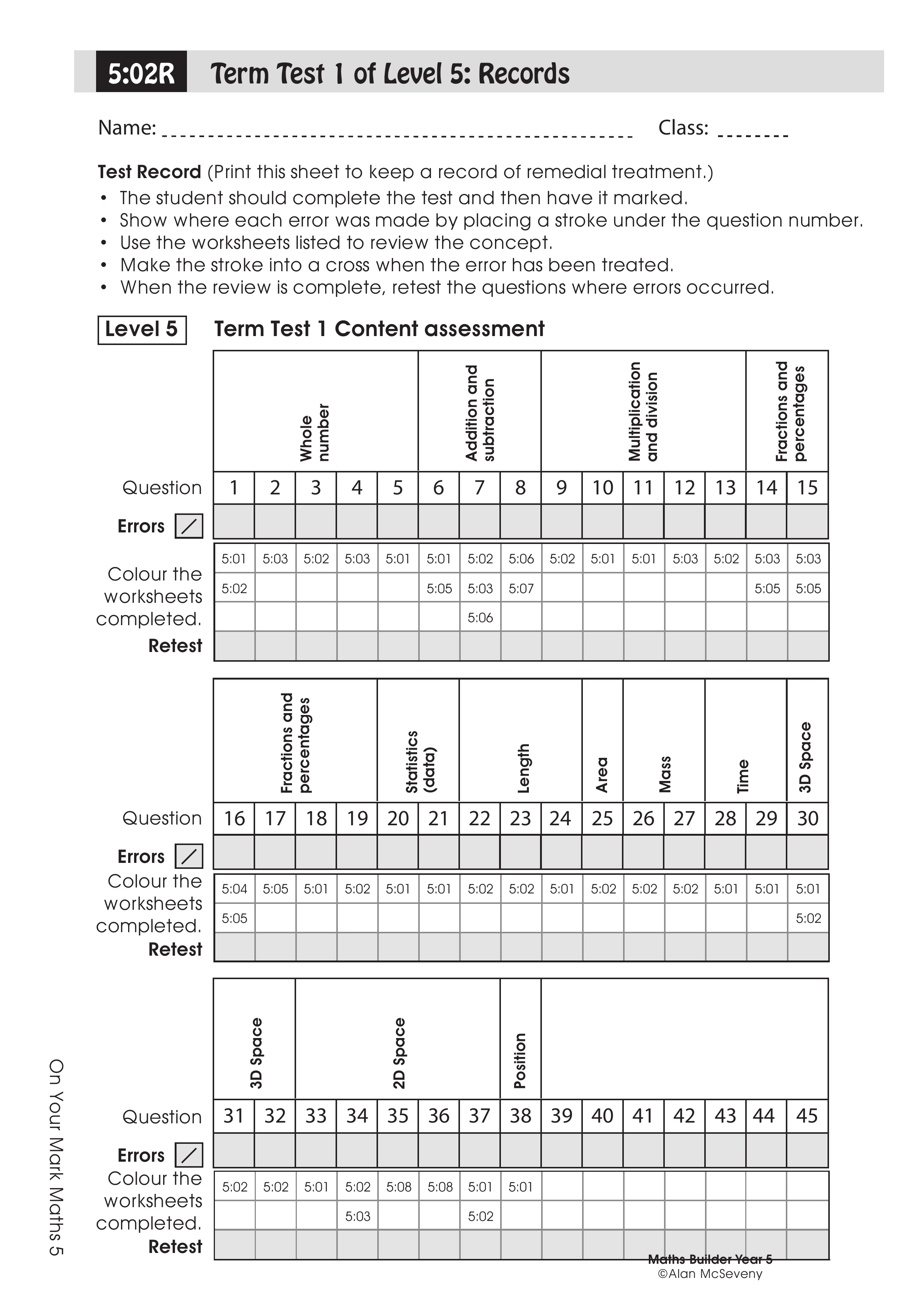 Records: Term test 1 — worksheet preview