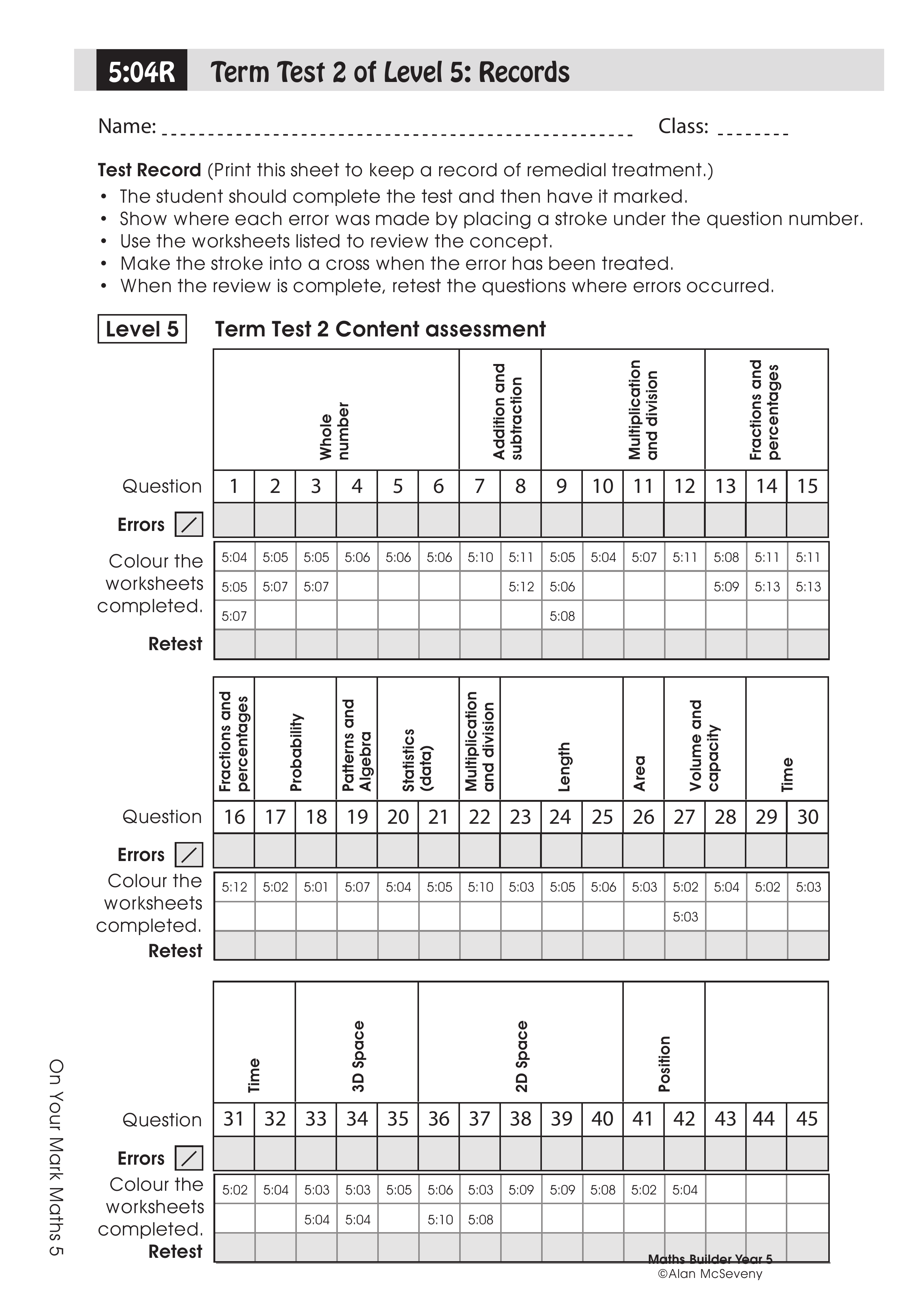 Records: Term test 2 — worksheet preview