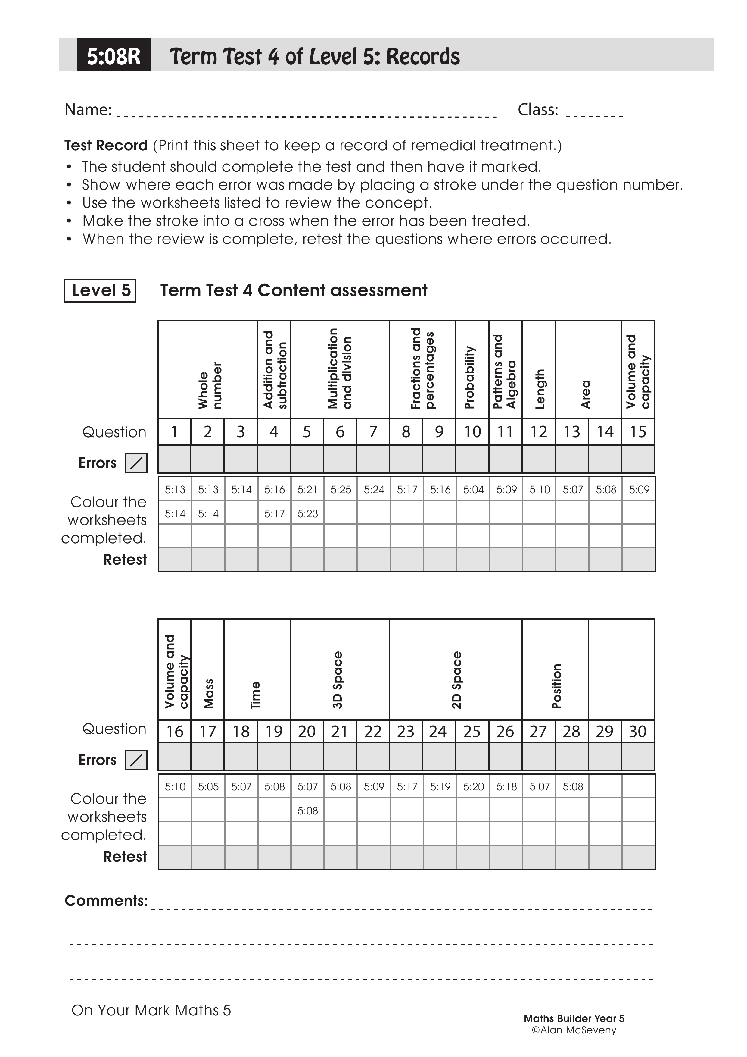 Records: Term test 4 — worksheet preview