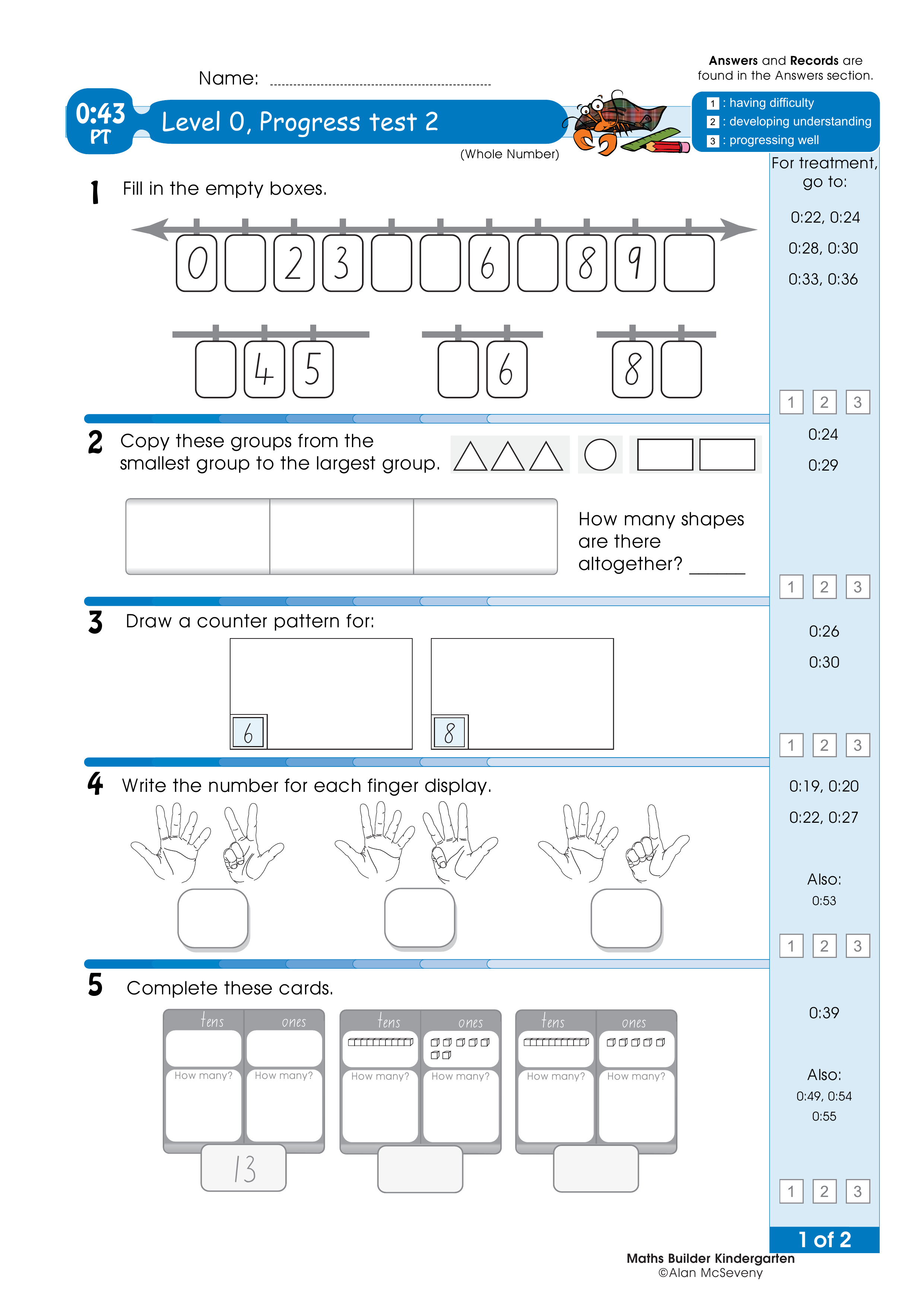 Progress test — worksheet preview