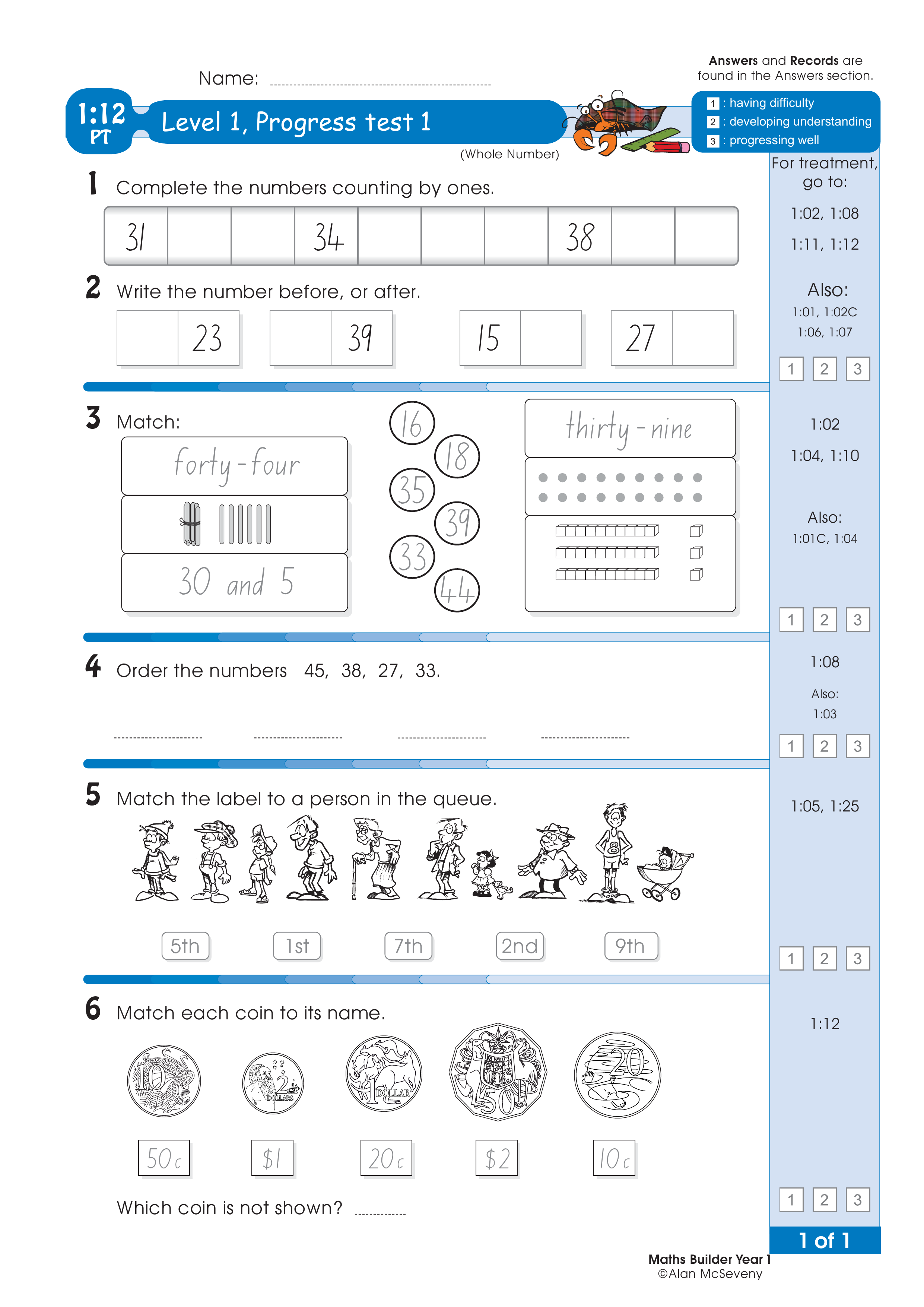 Progress test — worksheet preview