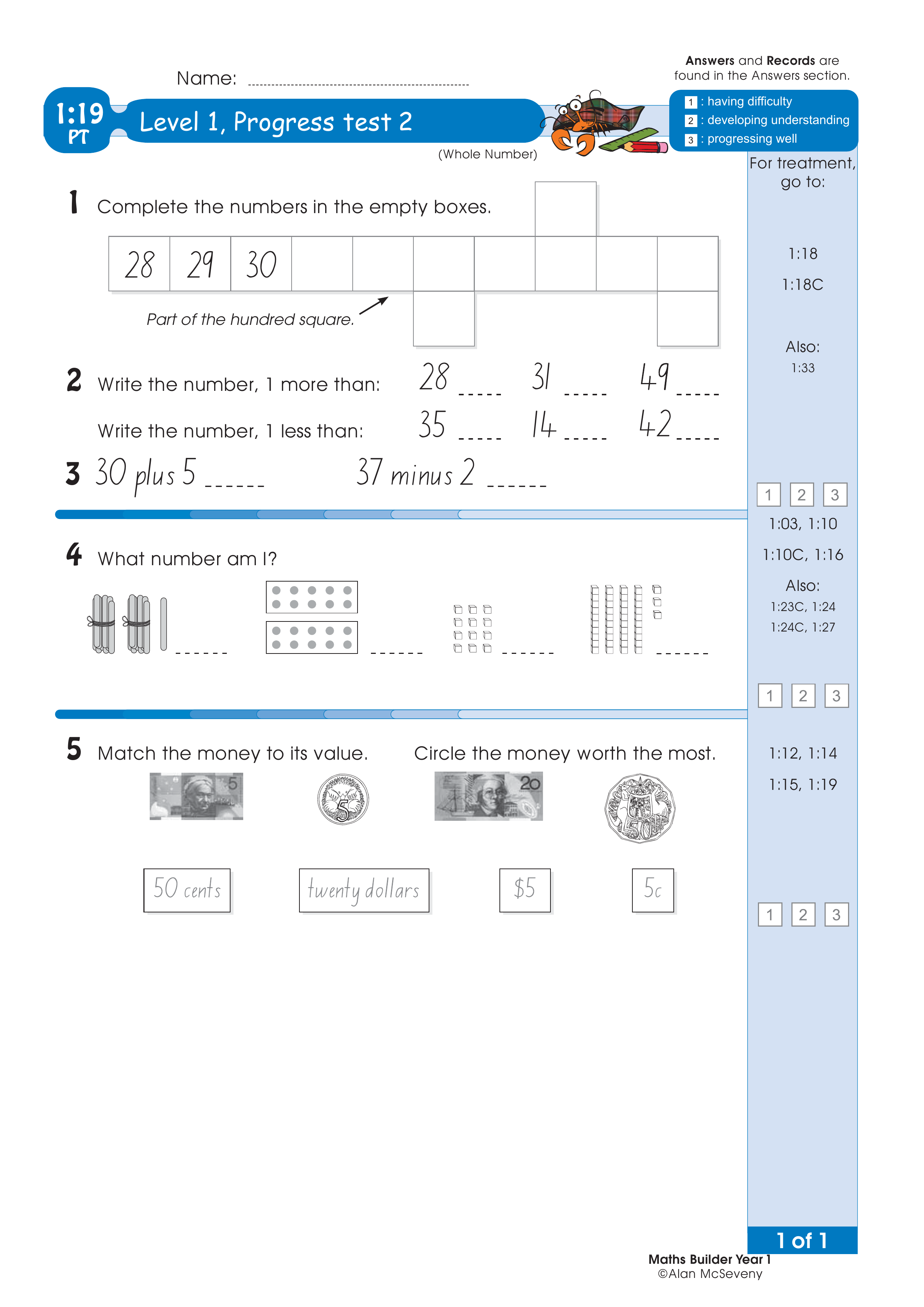 Progress test — worksheet preview
