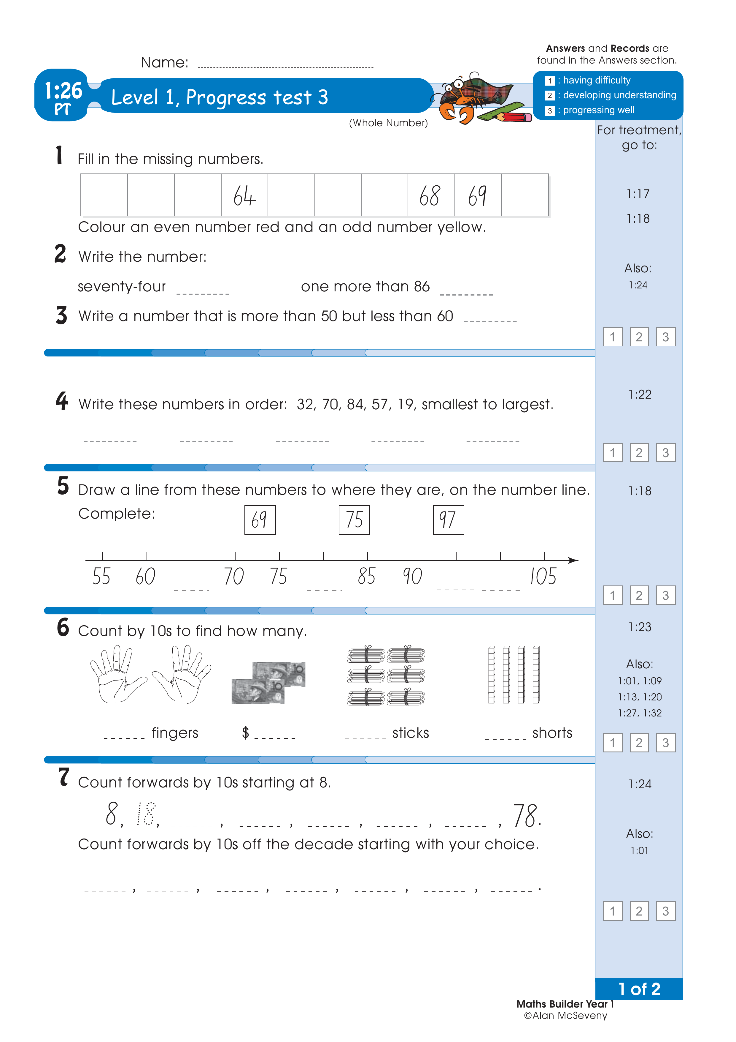 Progress test — worksheet preview
