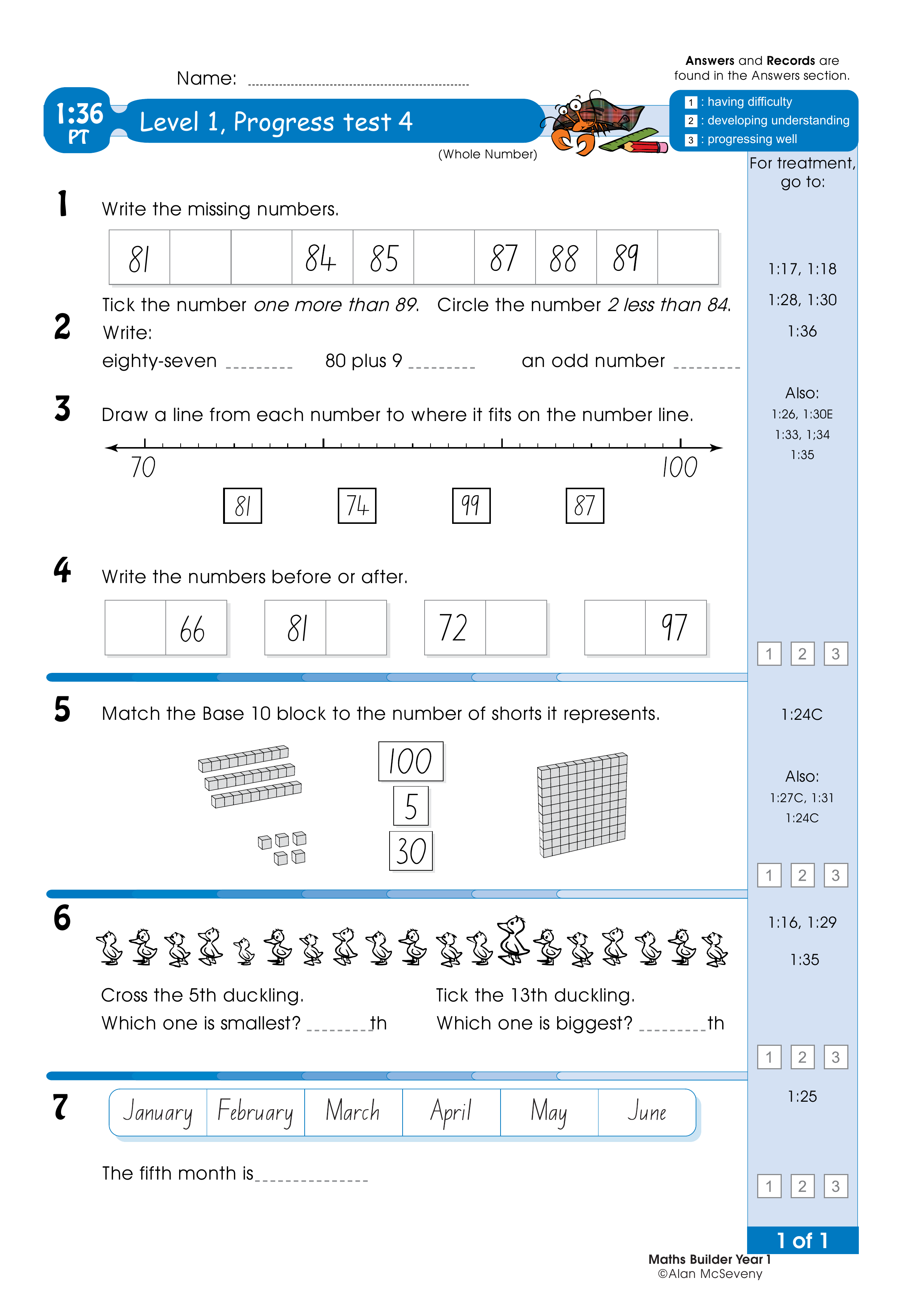 Progress test — worksheet preview