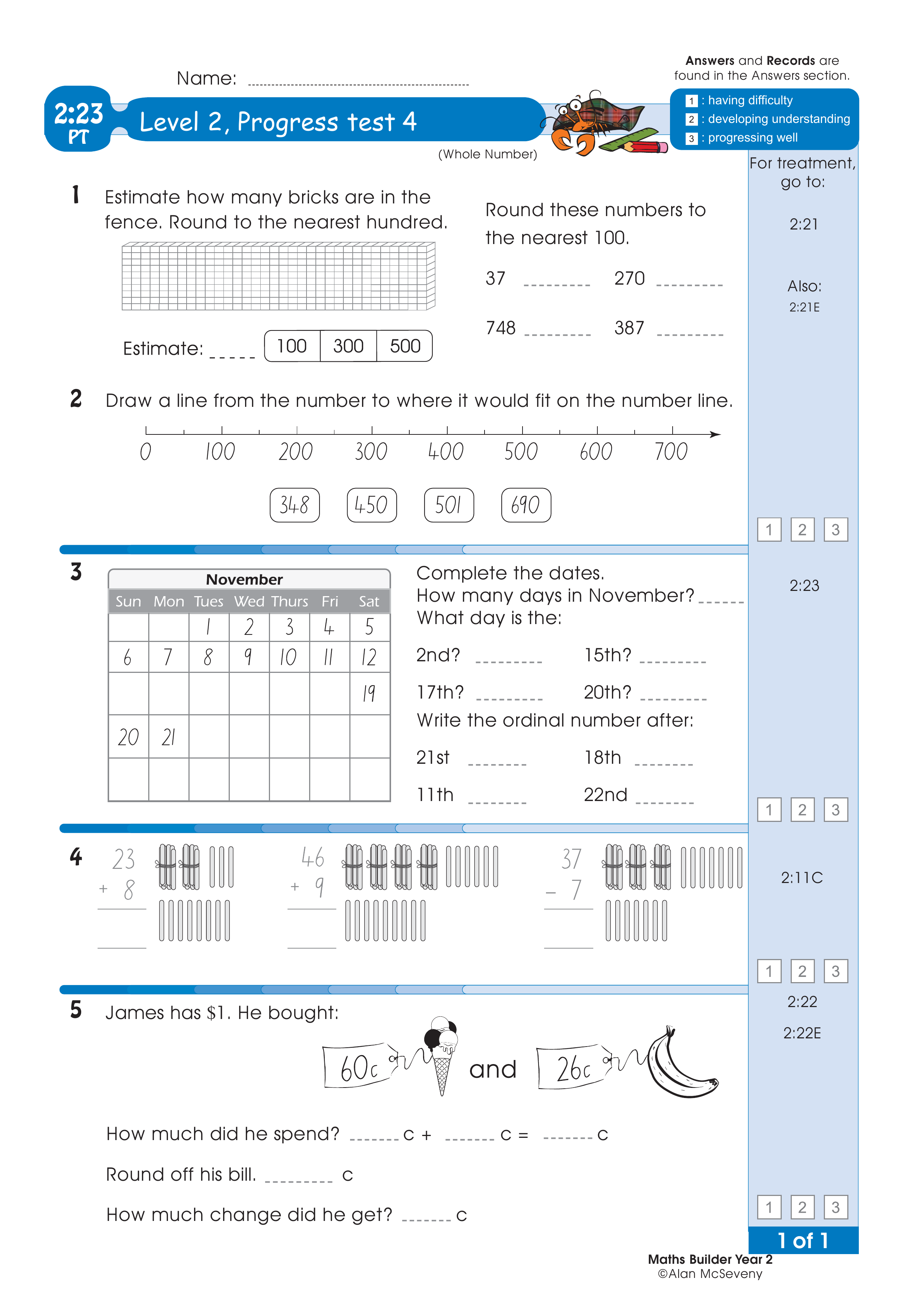 Progress test — worksheet preview