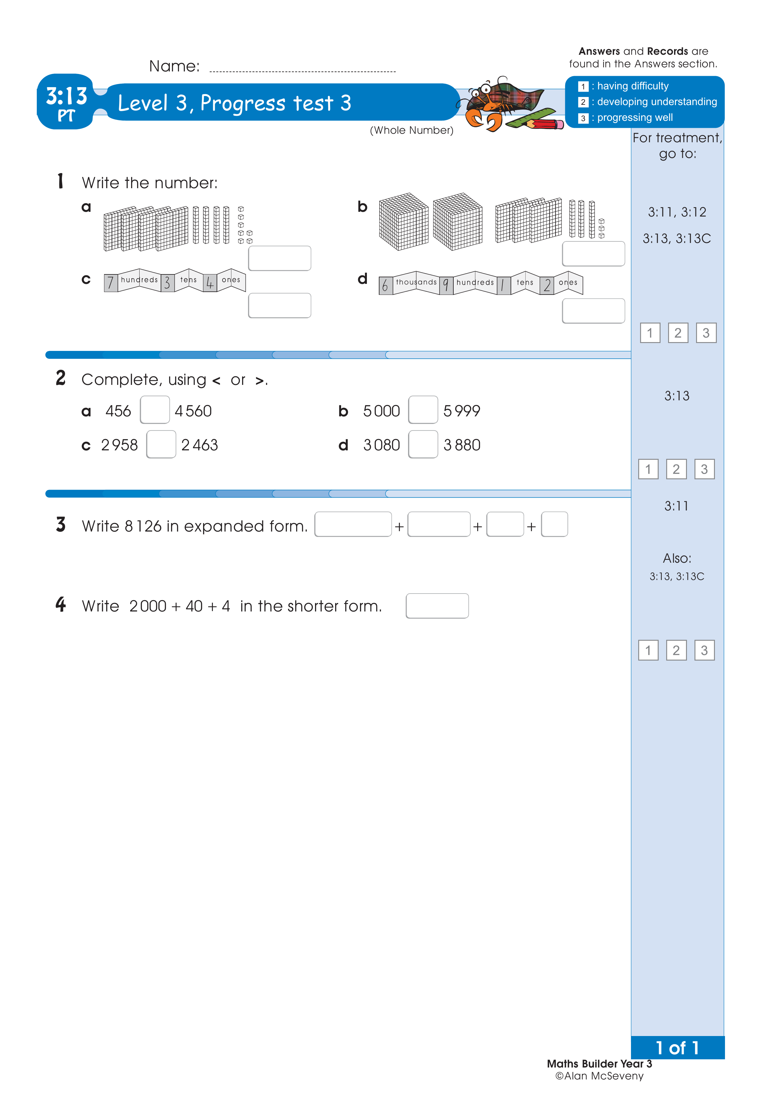 Progress test — worksheet preview