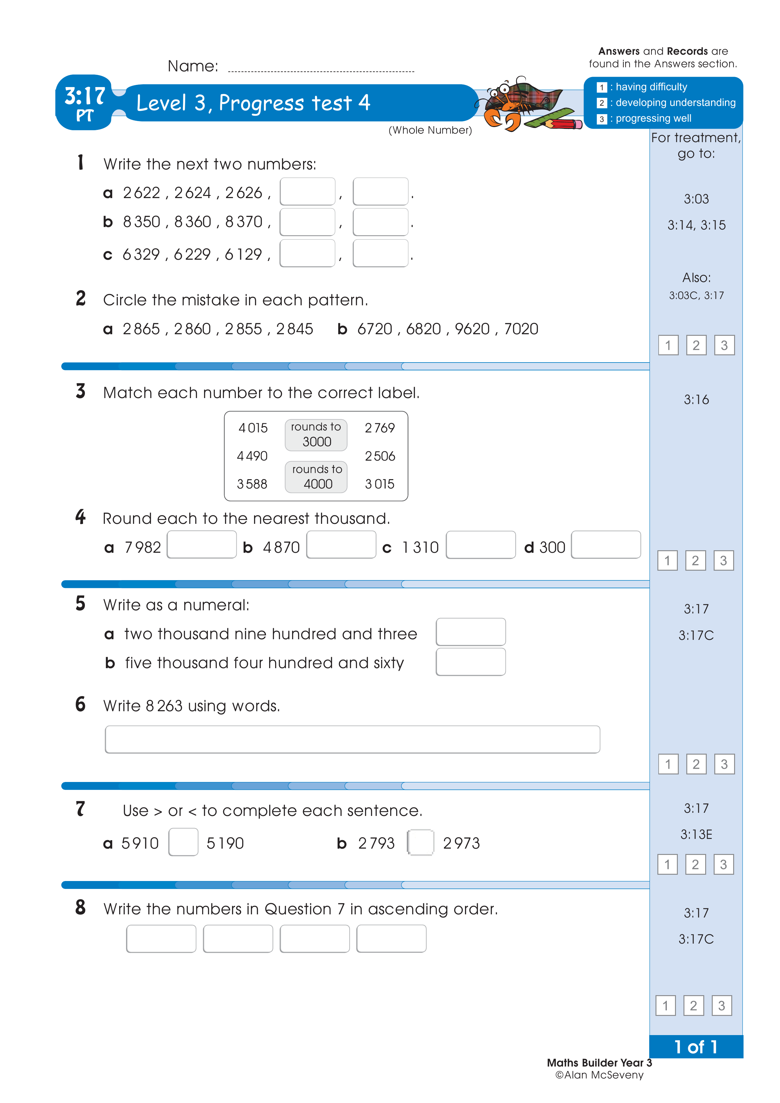 Progress test — worksheet preview