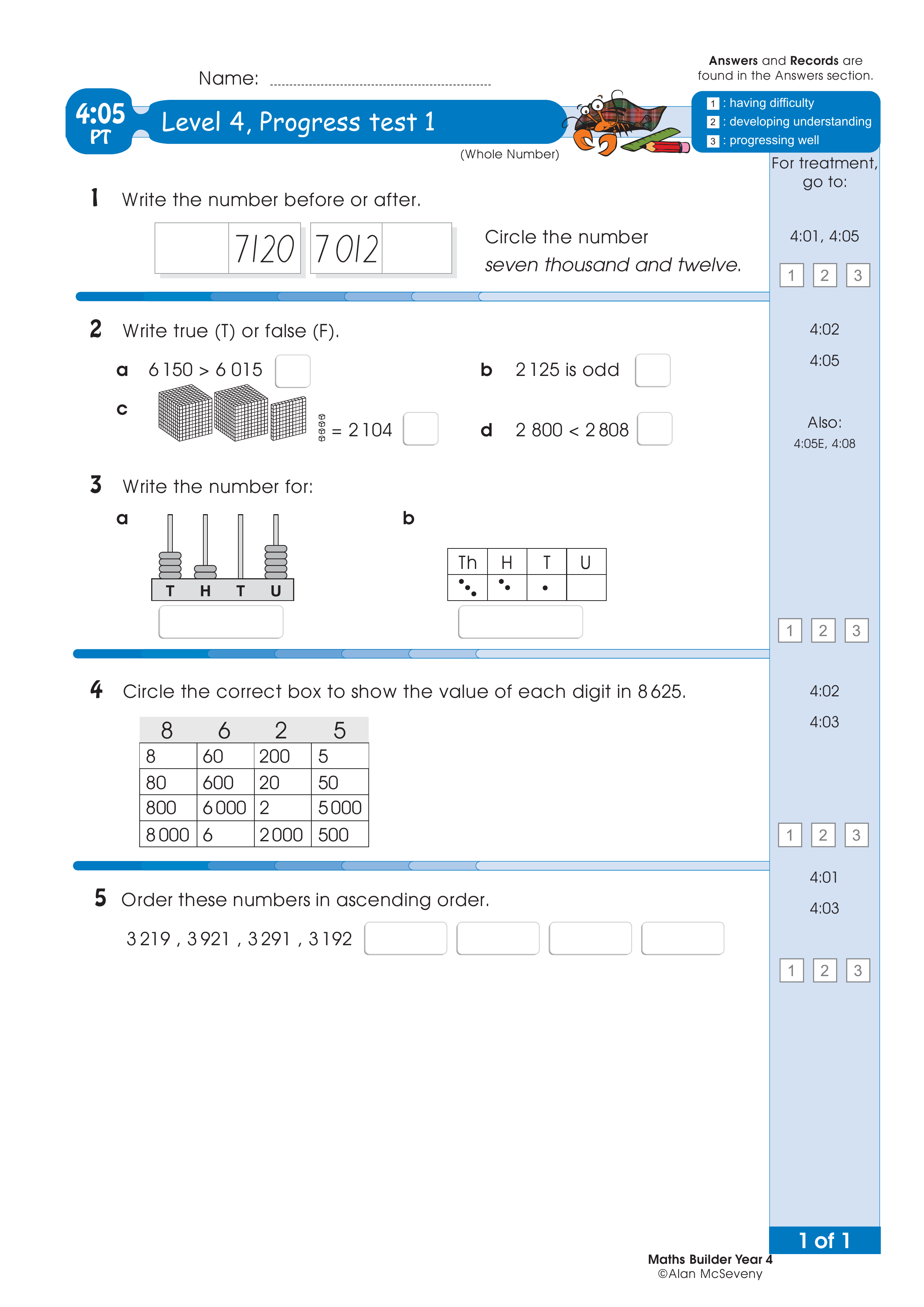 Progress test — worksheet preview