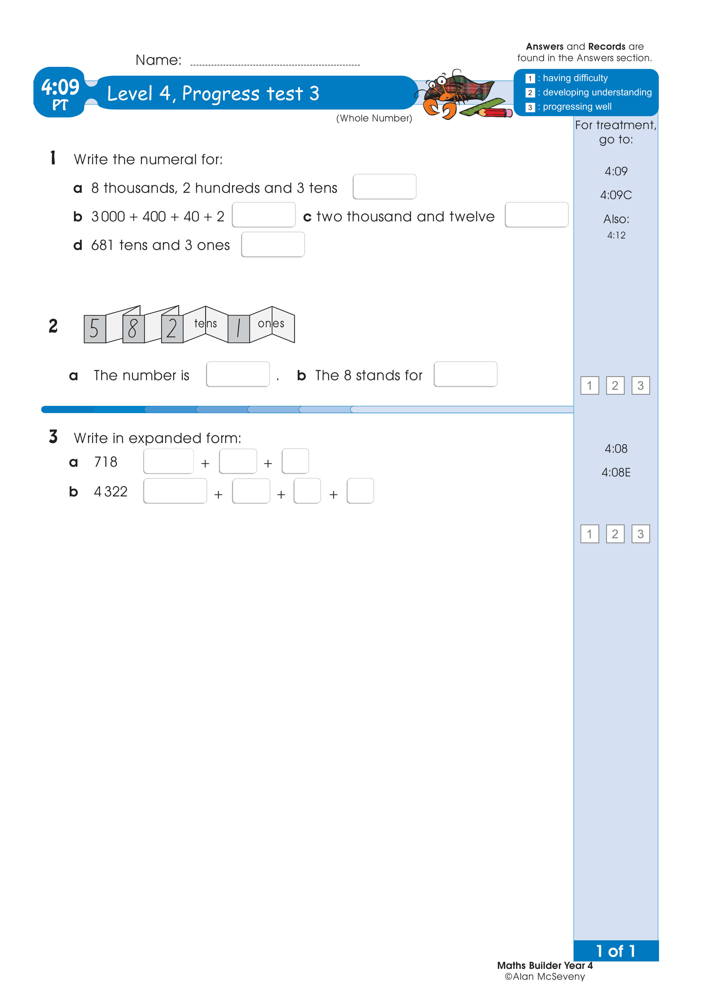 Progress test — worksheet preview