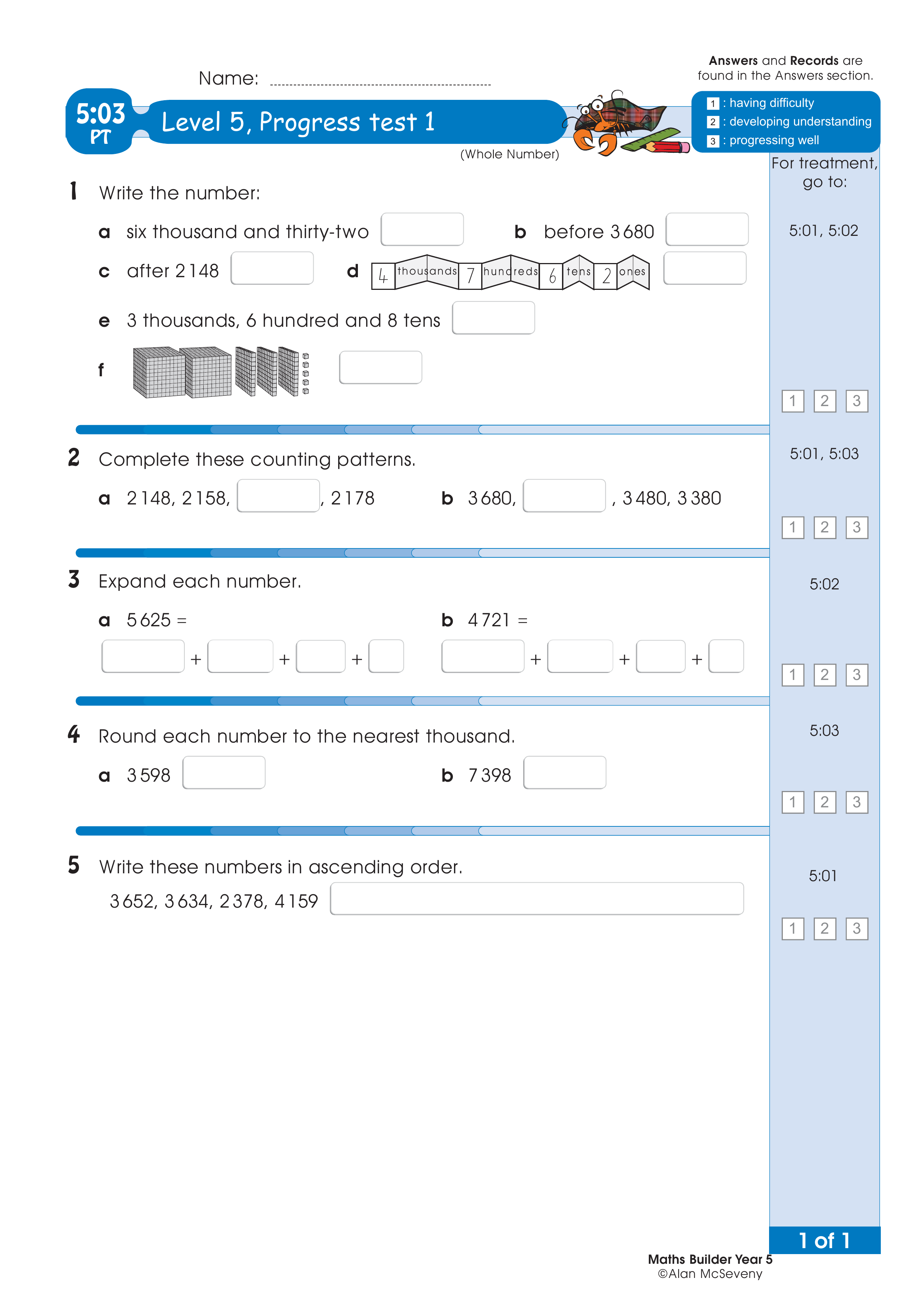 Progress test — worksheet preview