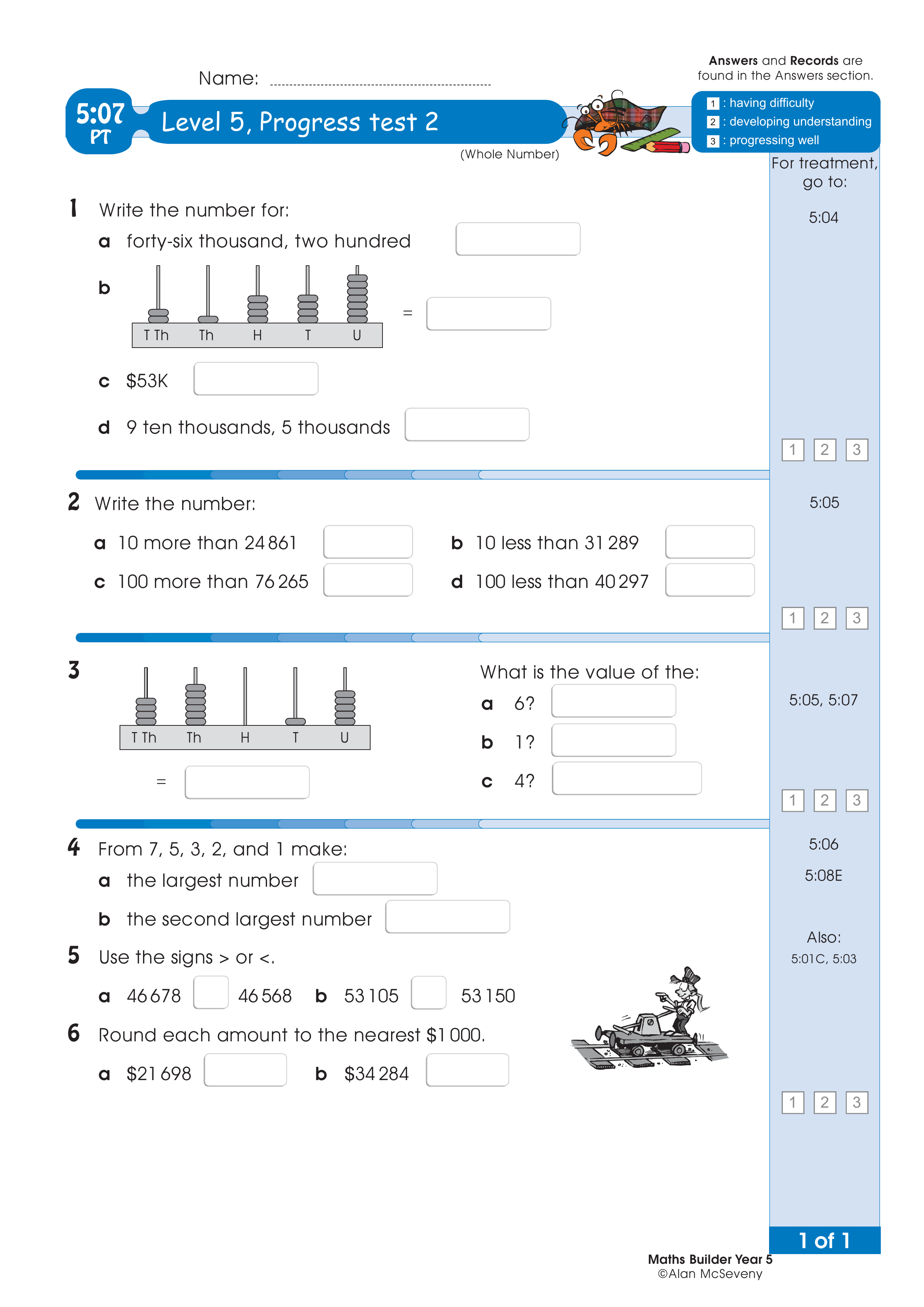 Progress test — worksheet preview