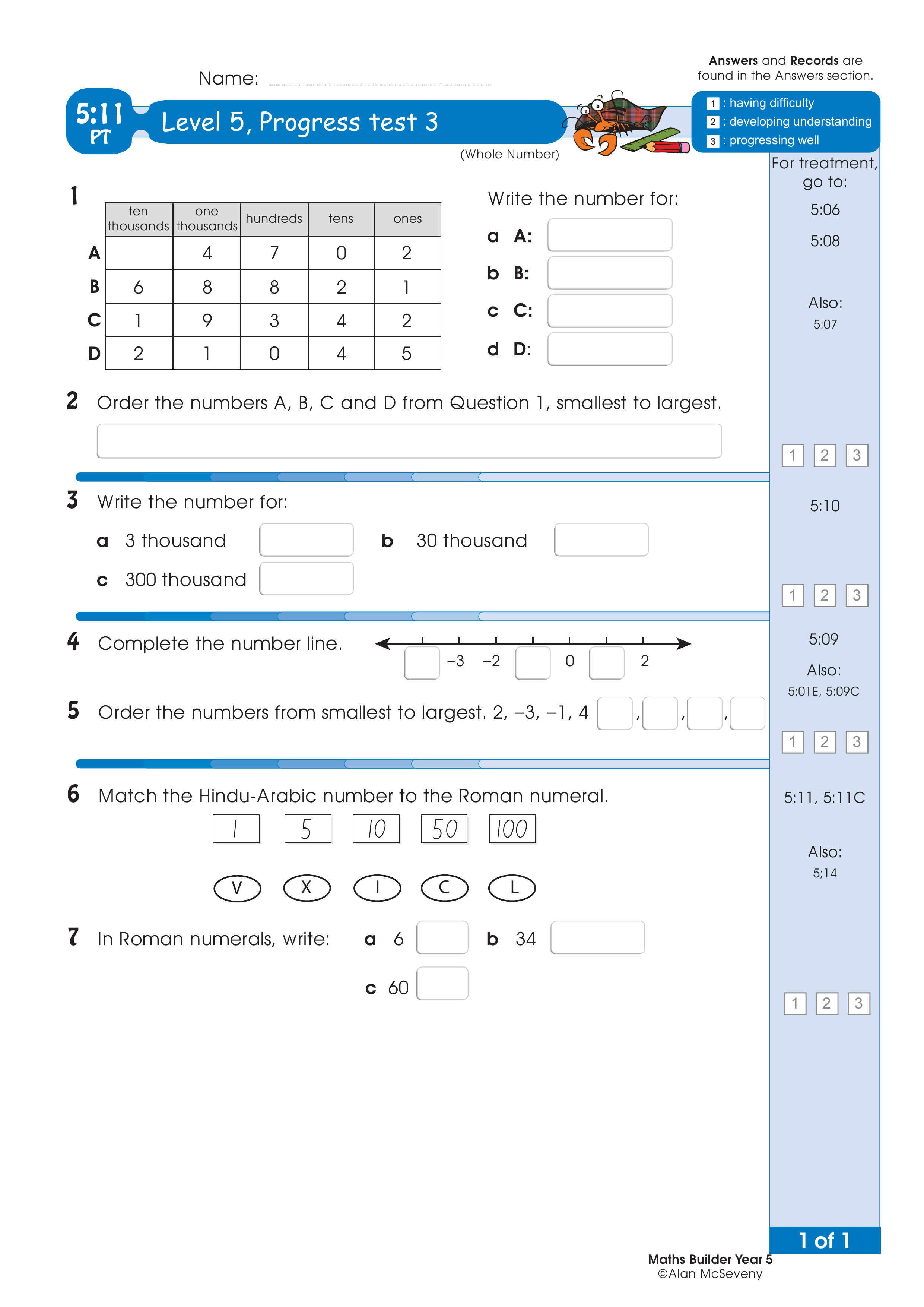 Progress test — worksheet preview