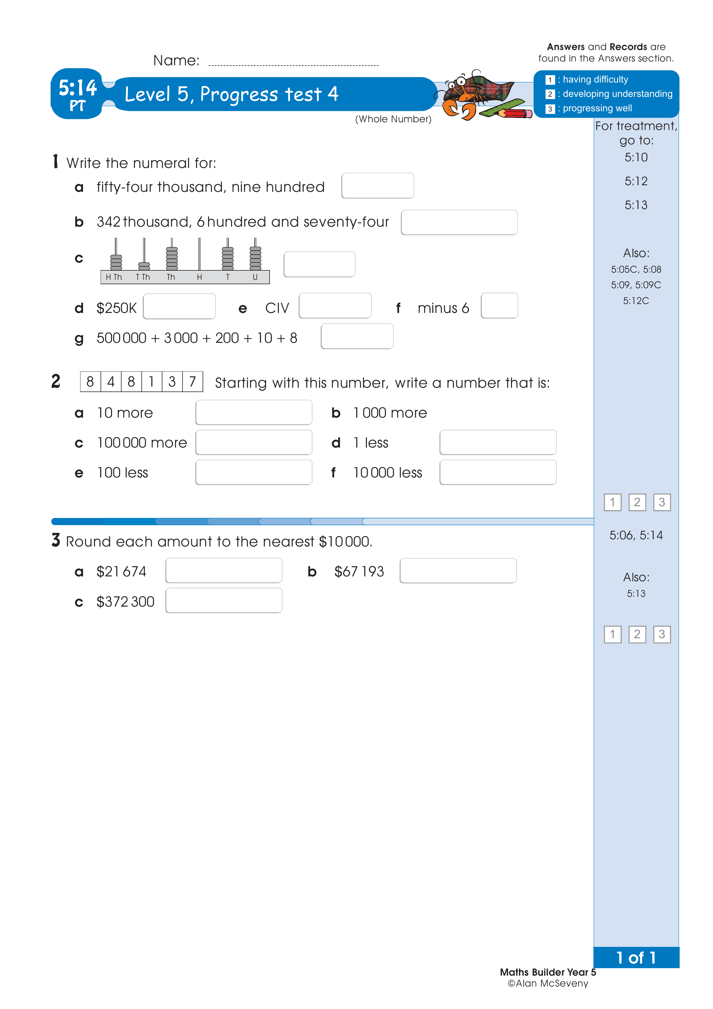 Progress test — worksheet preview