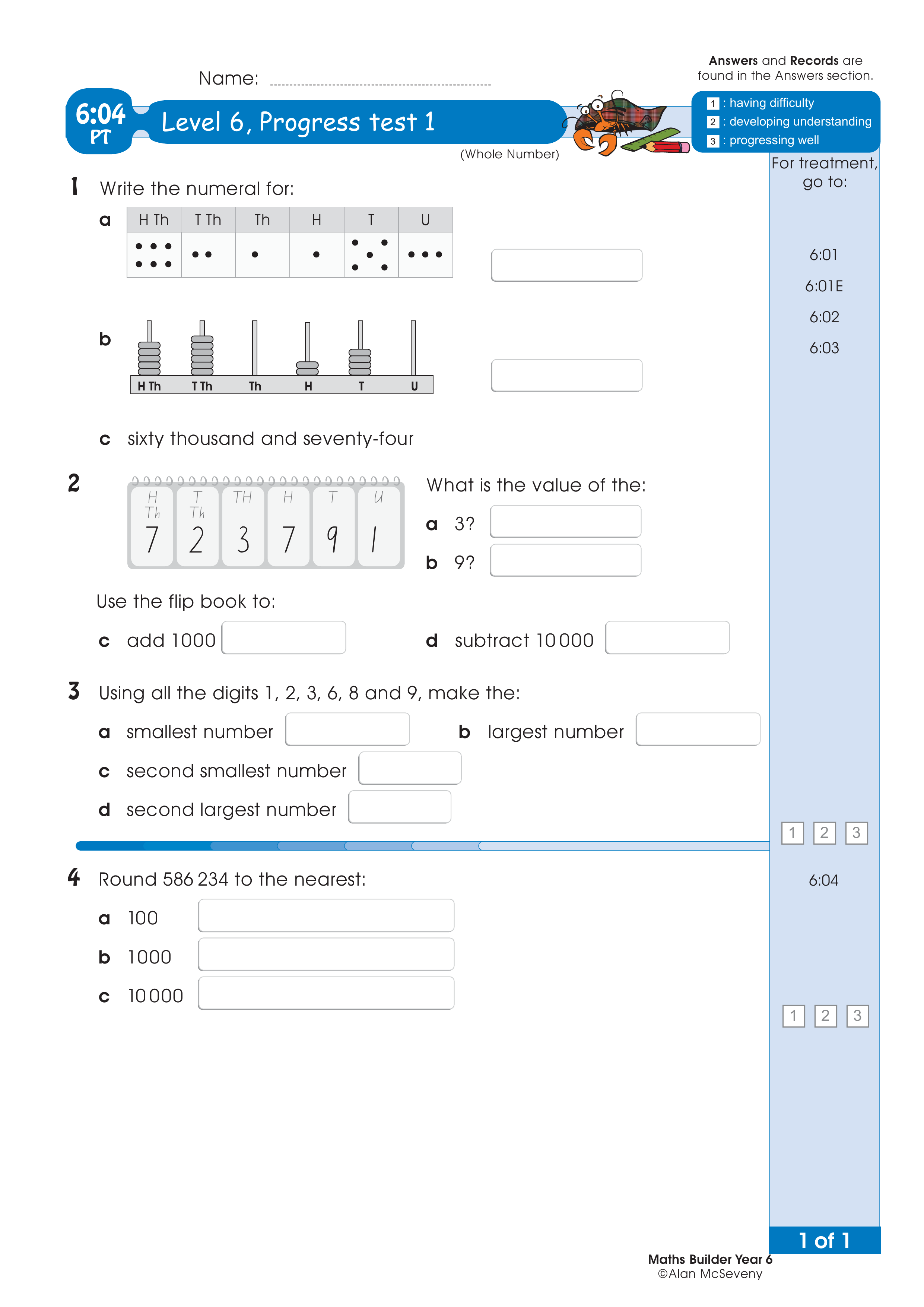 Progress test — worksheet preview