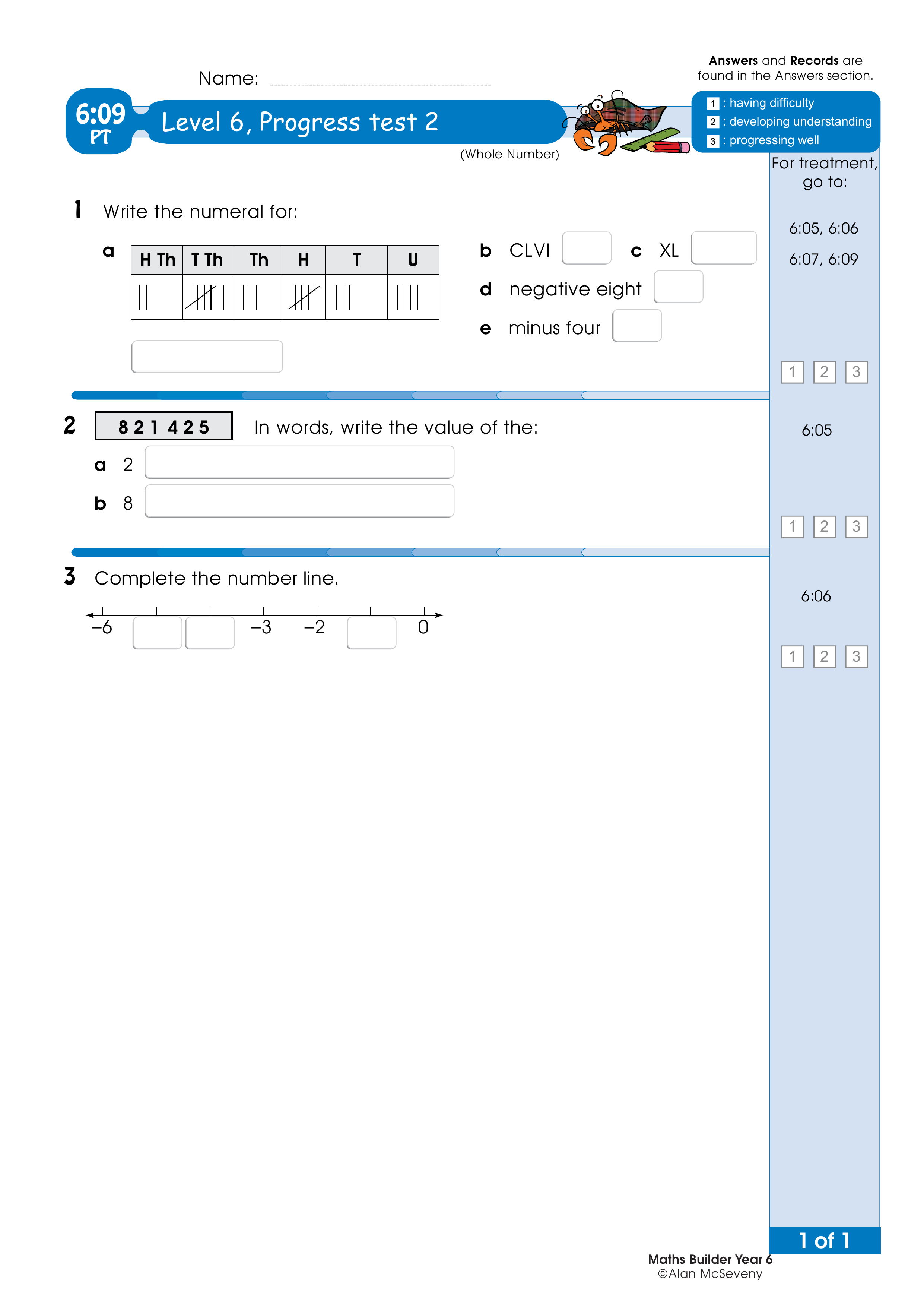 Progress test — worksheet preview