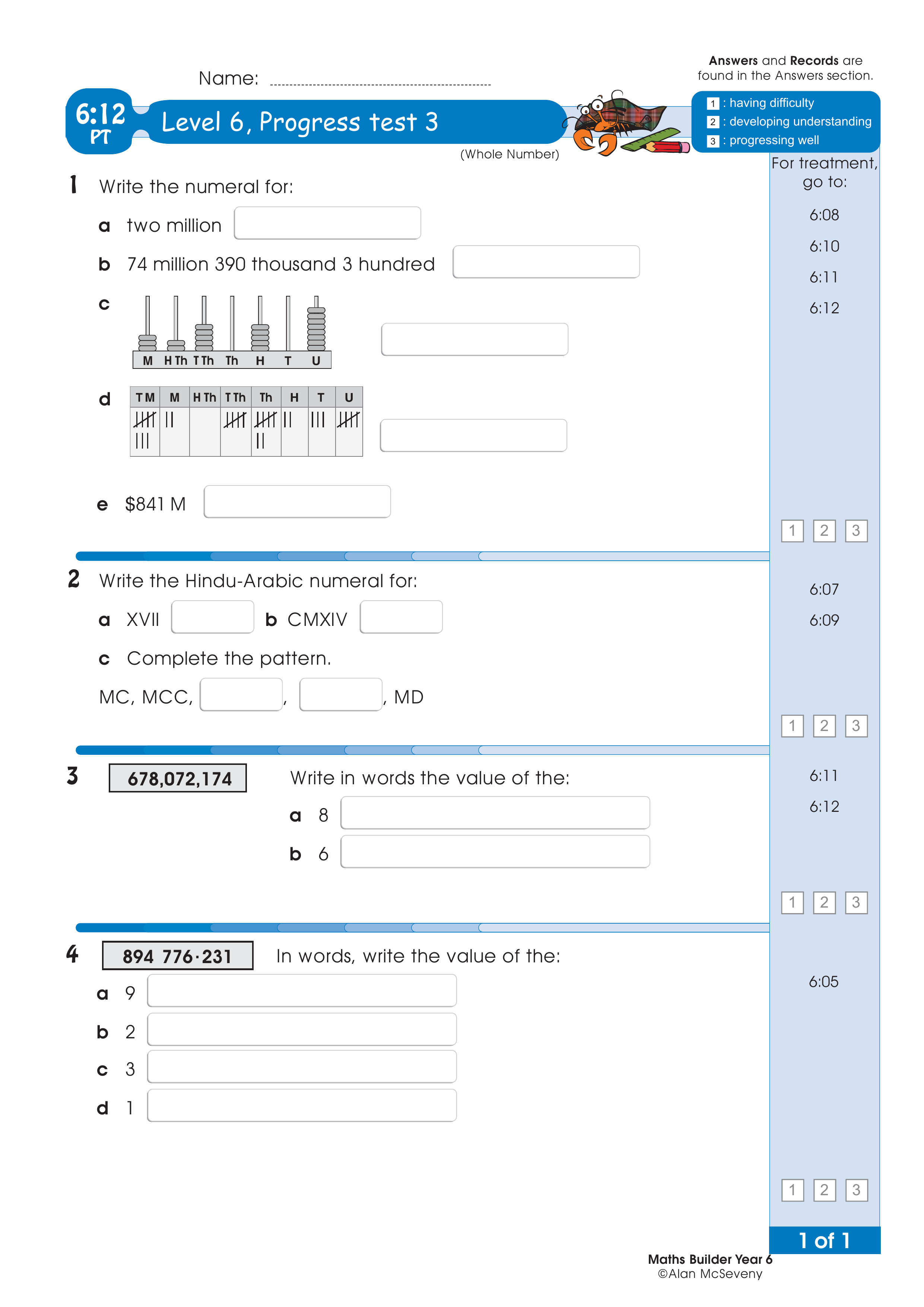 Progress test — worksheet preview