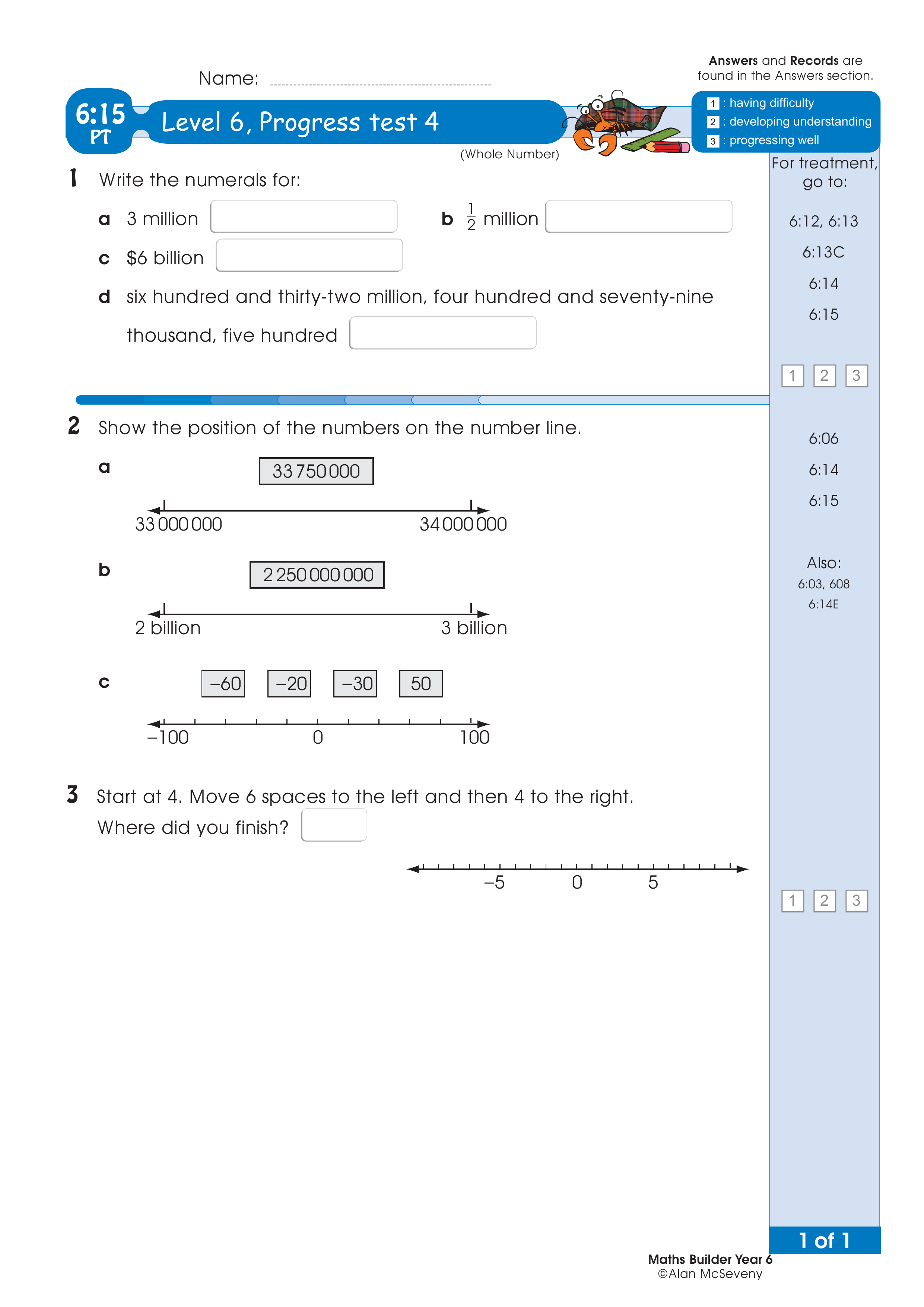 Progress test — worksheet preview