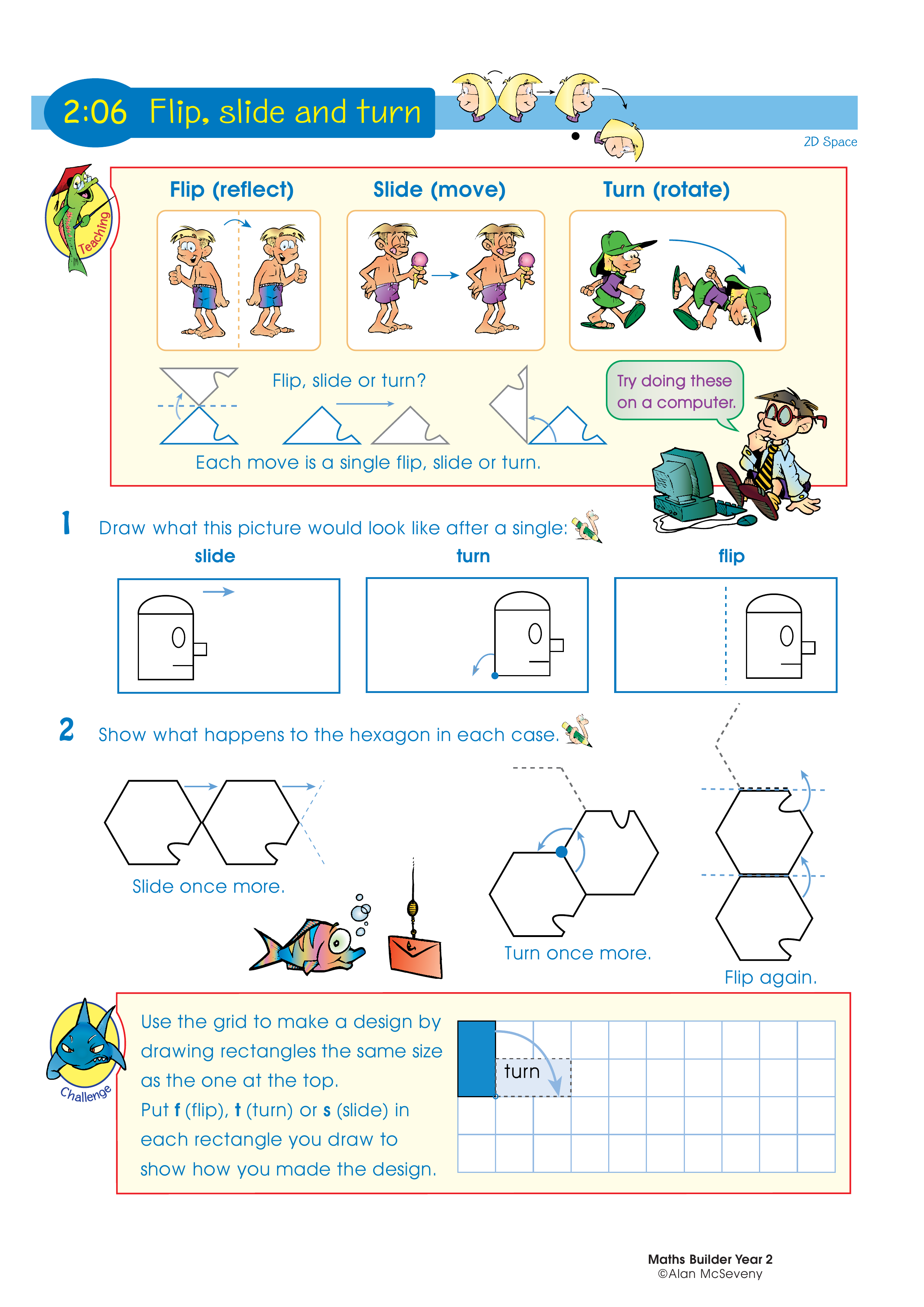Flip, slide and turn — worksheet preview