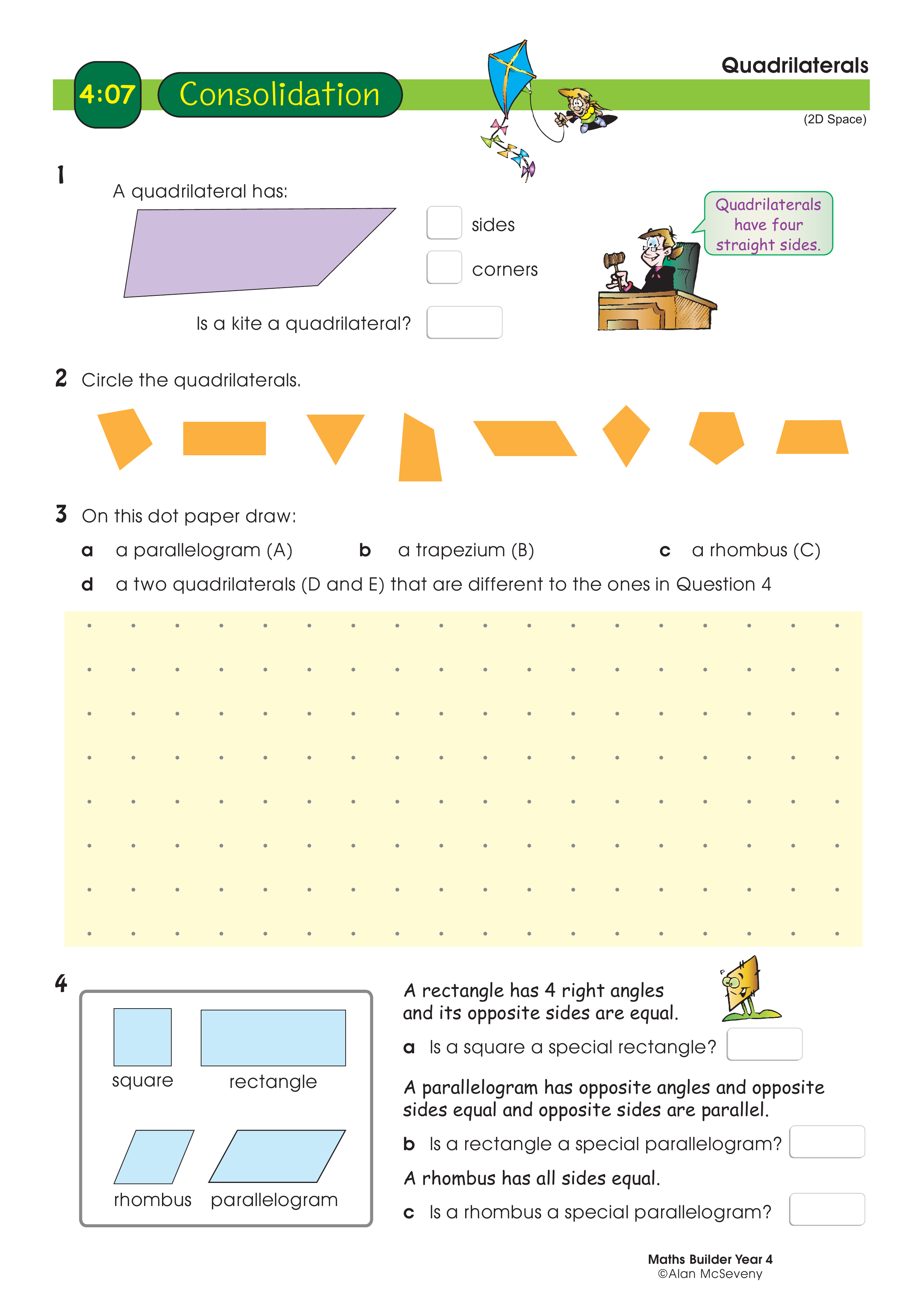 Quadrilaterals — worksheet preview