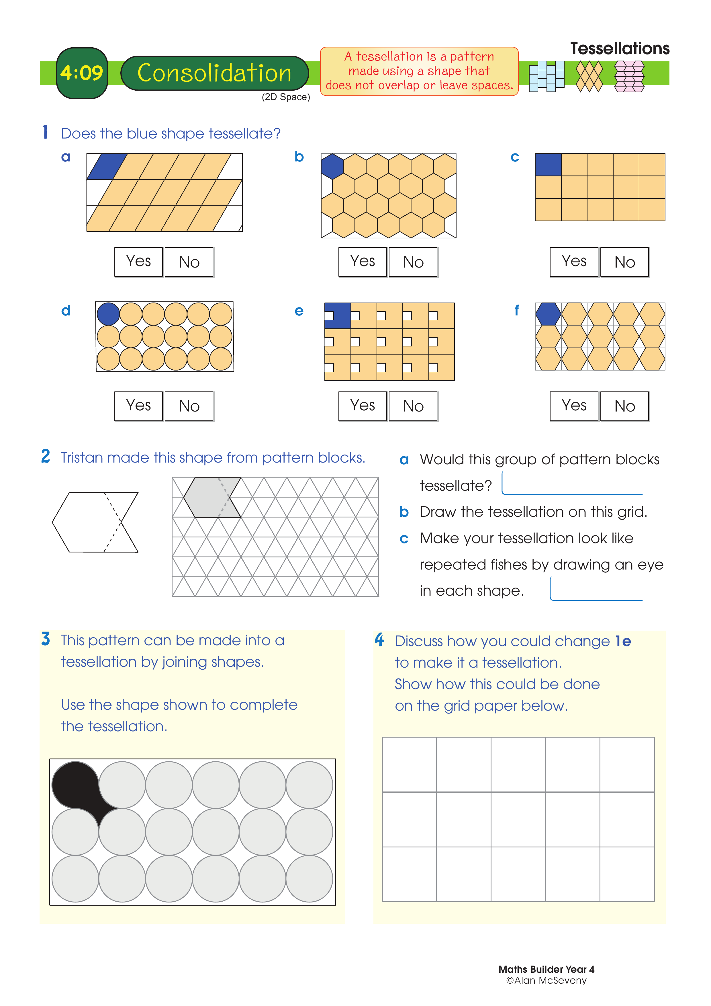 Tessellations — worksheet preview