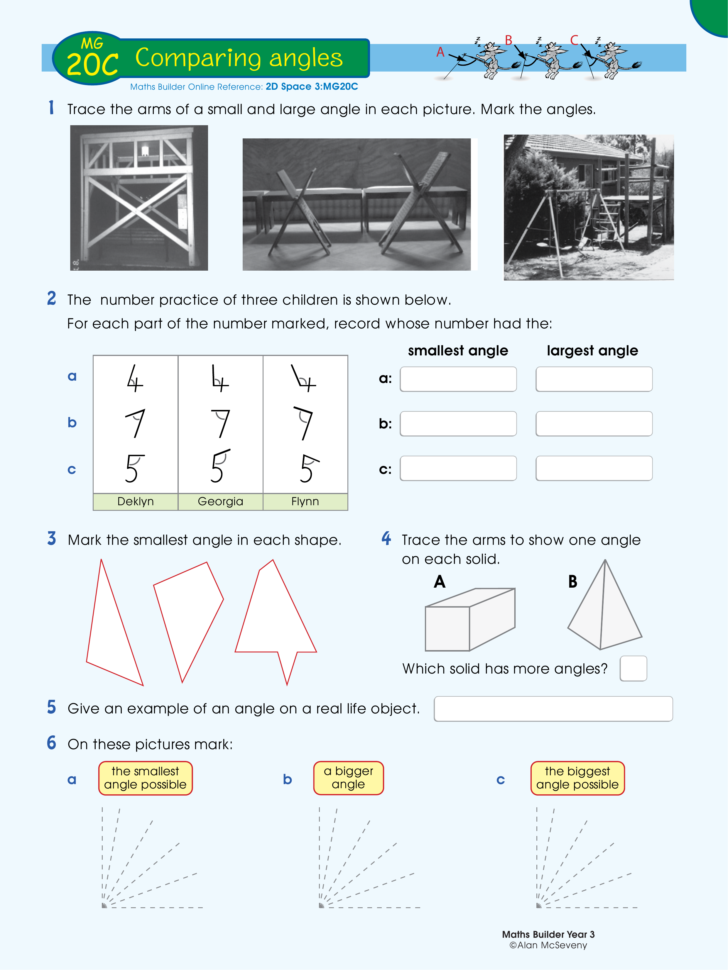 Comparing angles — worksheet preview