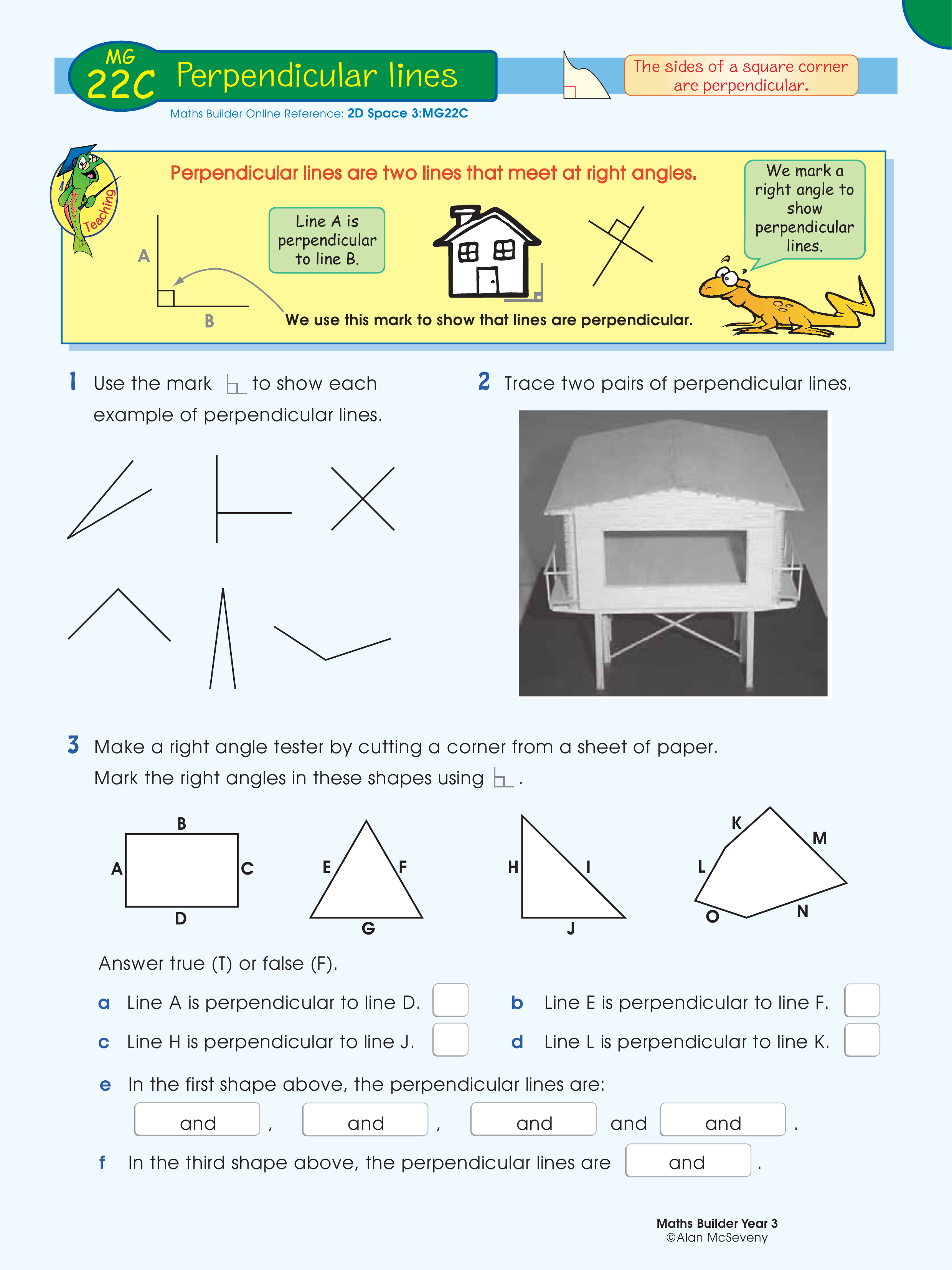 Perpendicular lines — worksheet preview