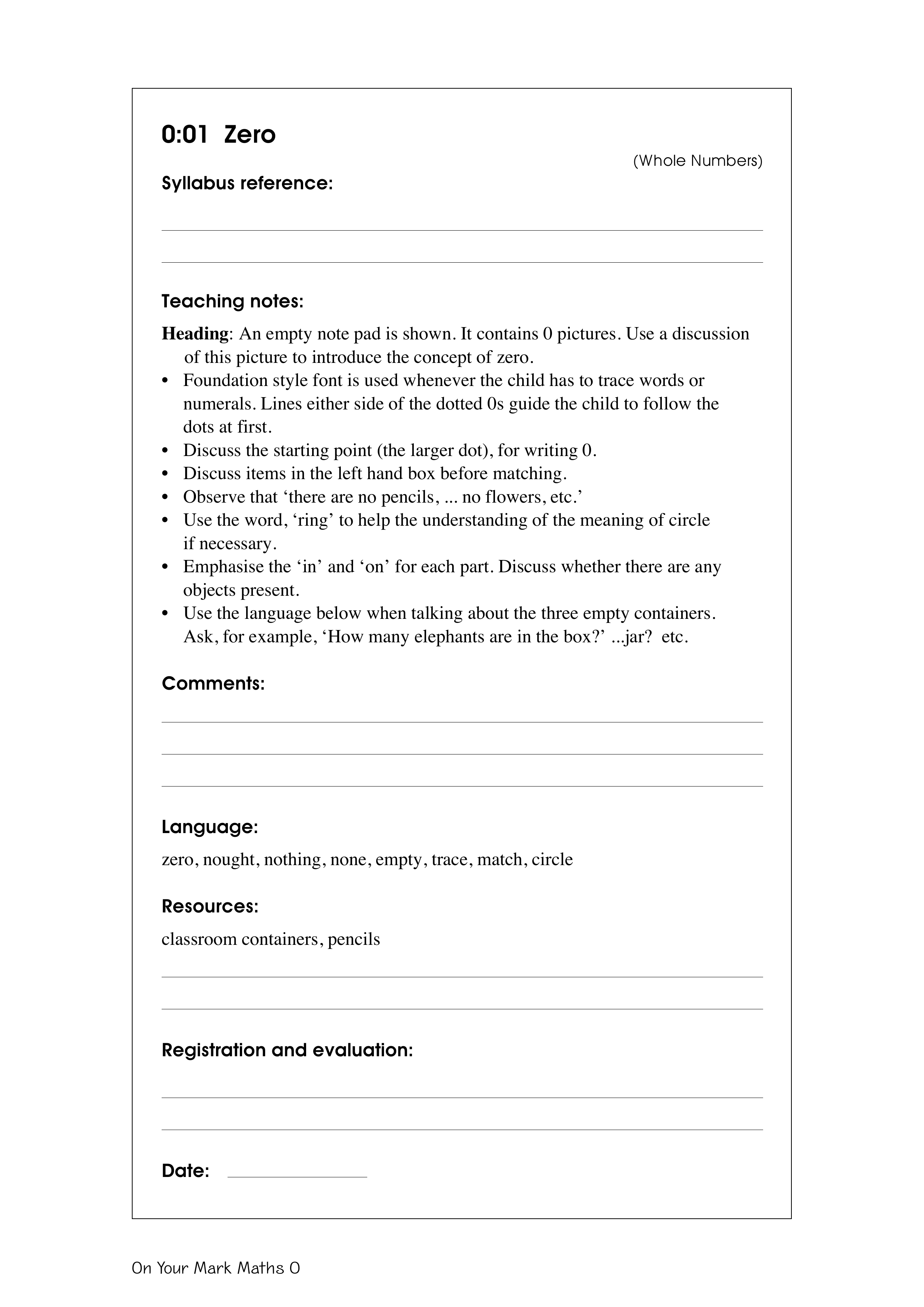 Zero — worksheet preview