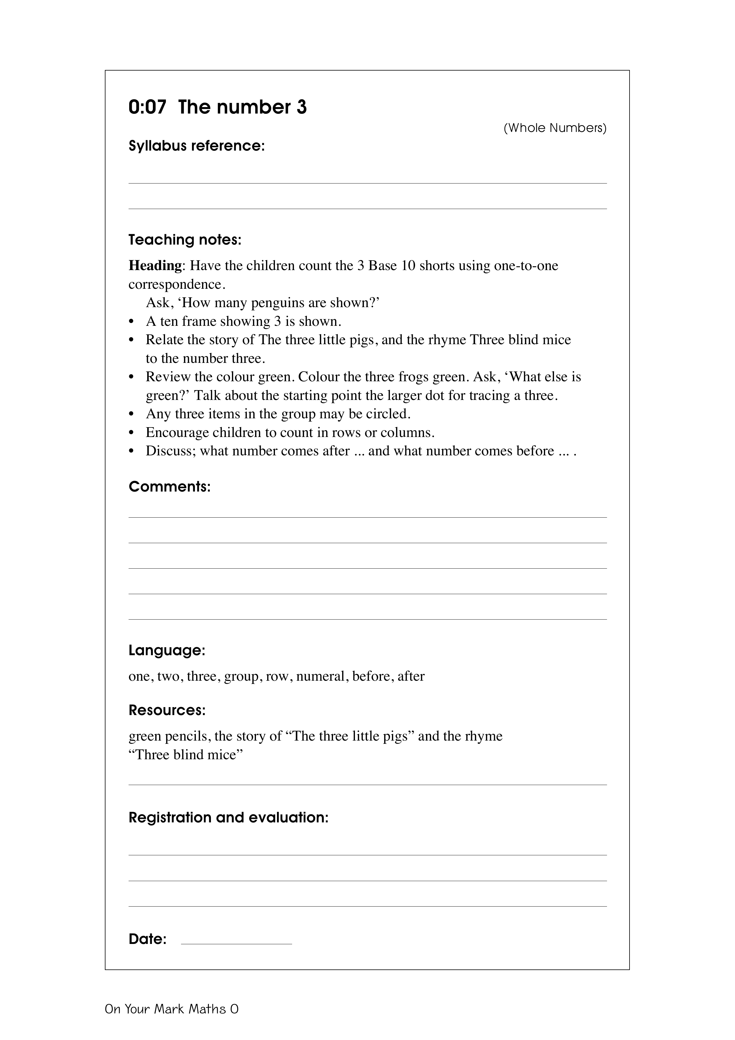 The number 3 — worksheet preview