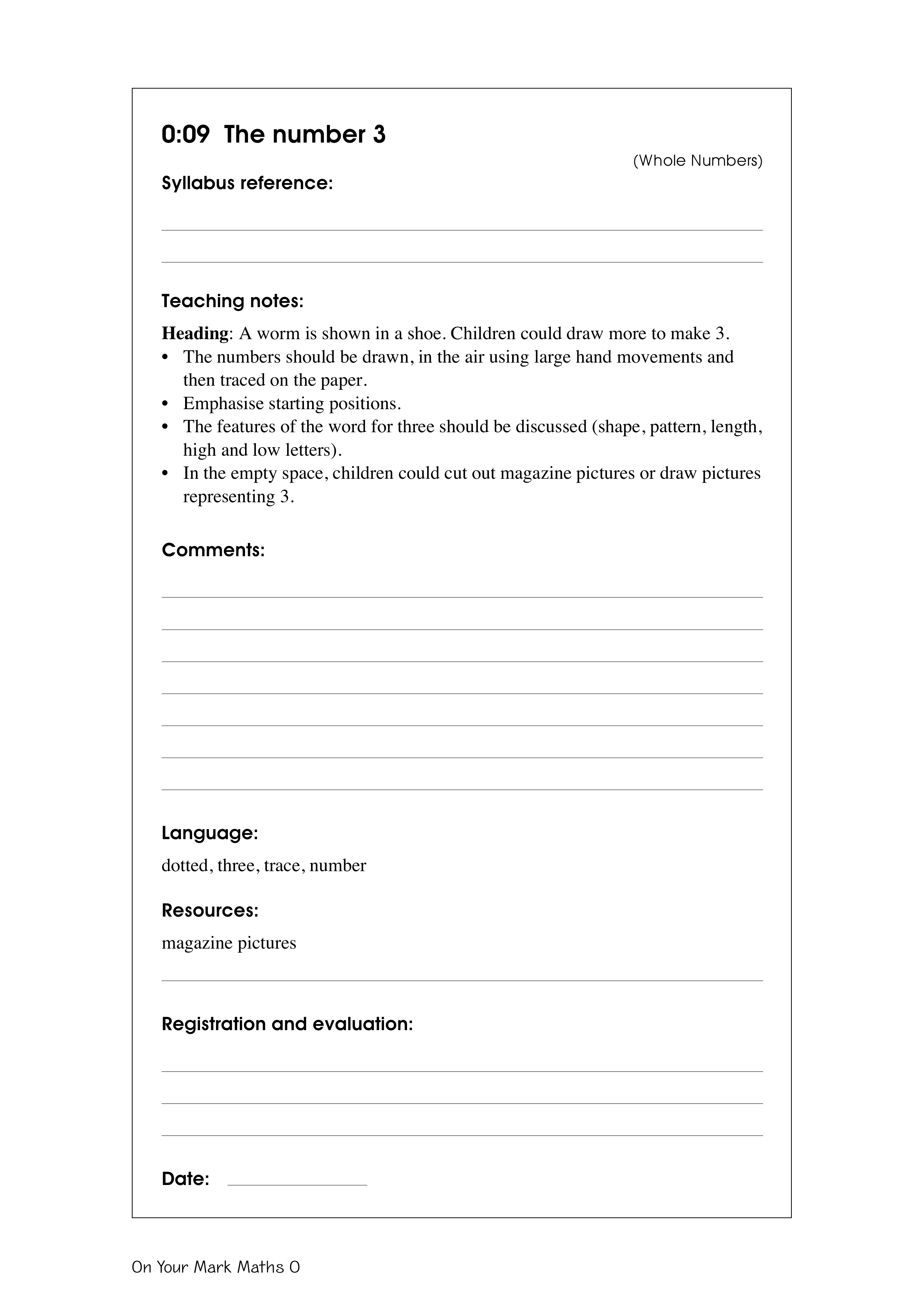 The number 3 — worksheet preview