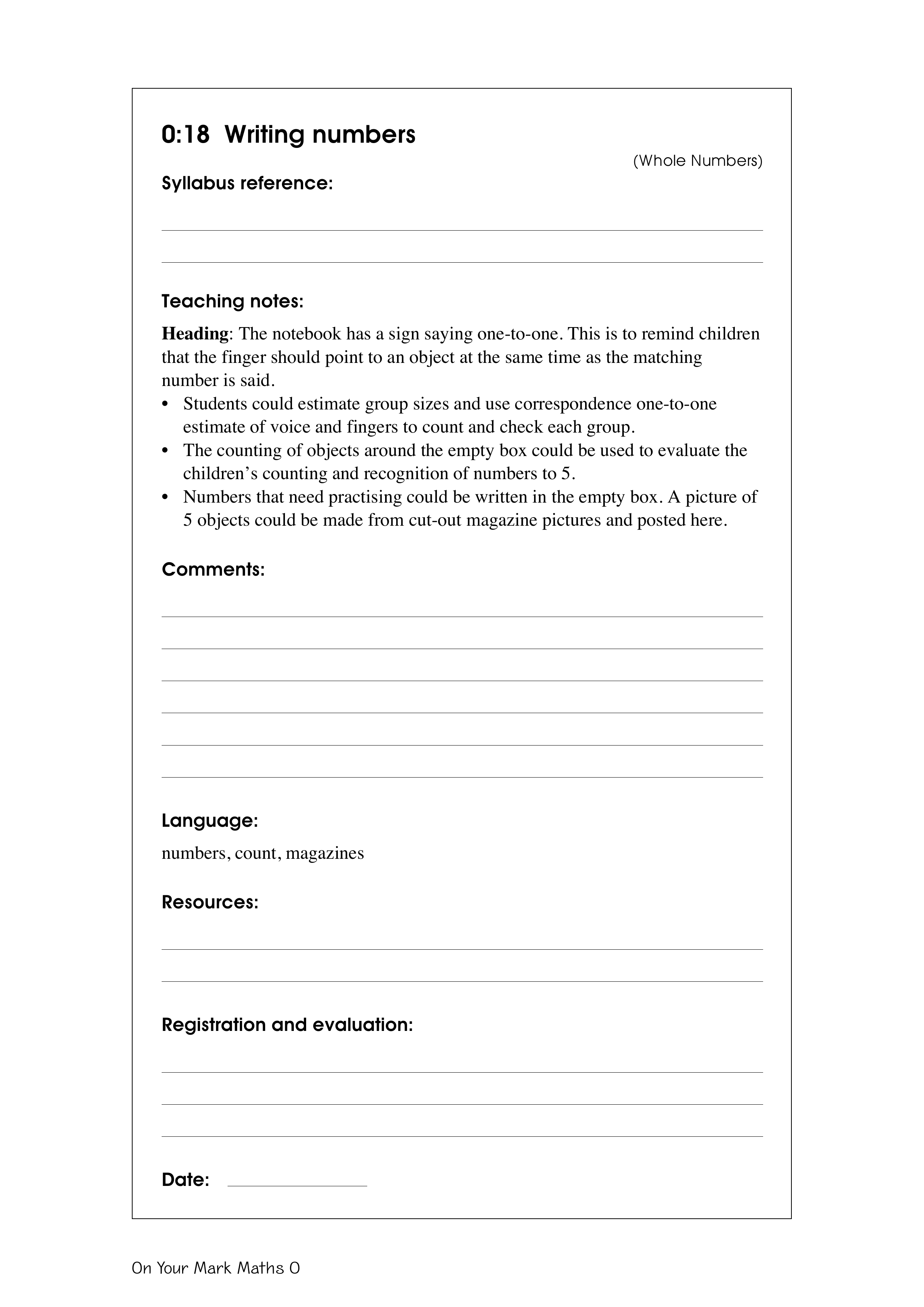 Writing numbers — worksheet preview