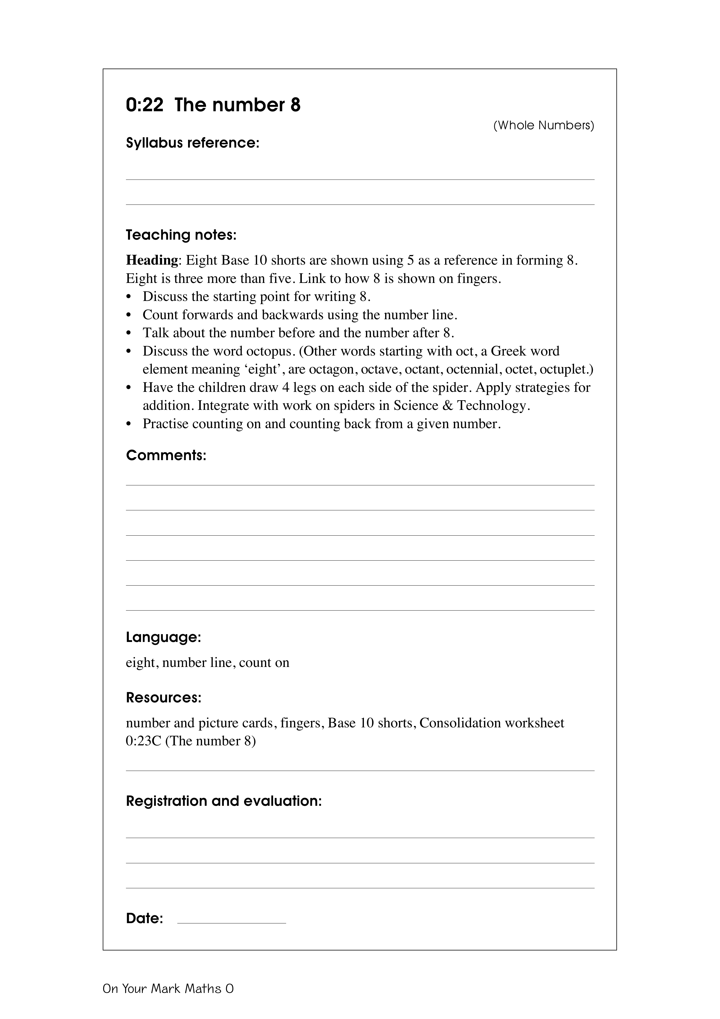 The number 8 — worksheet preview