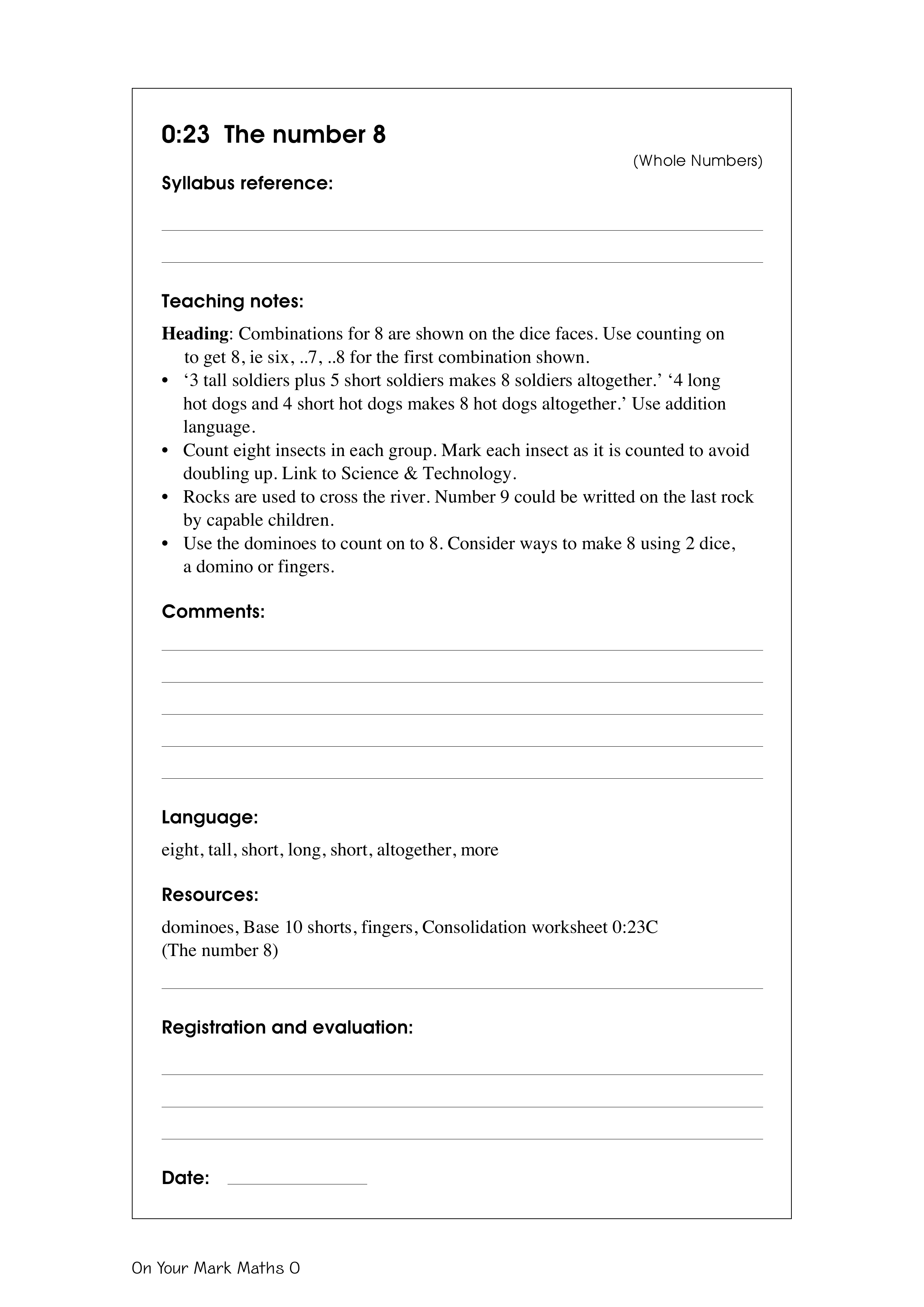The number 8 — worksheet preview